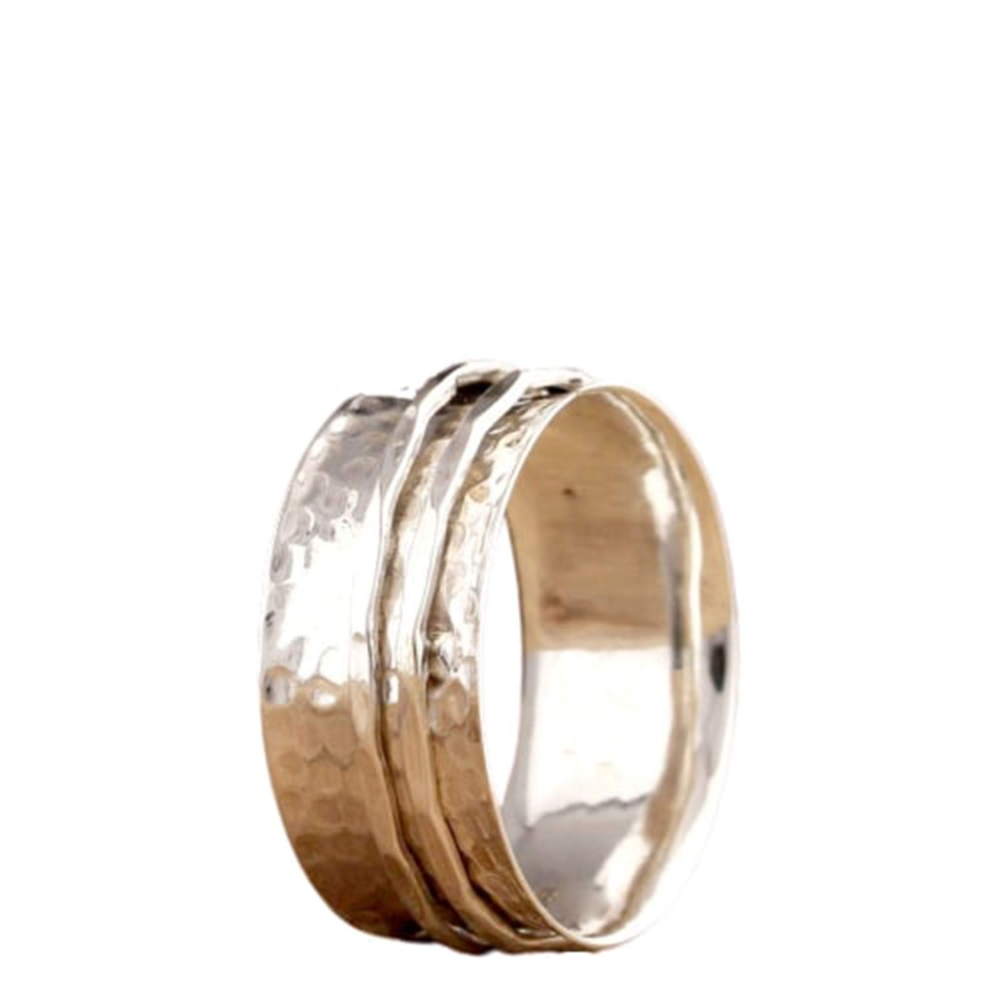 925 Sterling Silver Spinner Ring for Meditation & Anxiety Relief - Handmade Boho Jewelry with Hammered Finish - Perfect for Stress Relief, Mindfulness & Promise Gifts