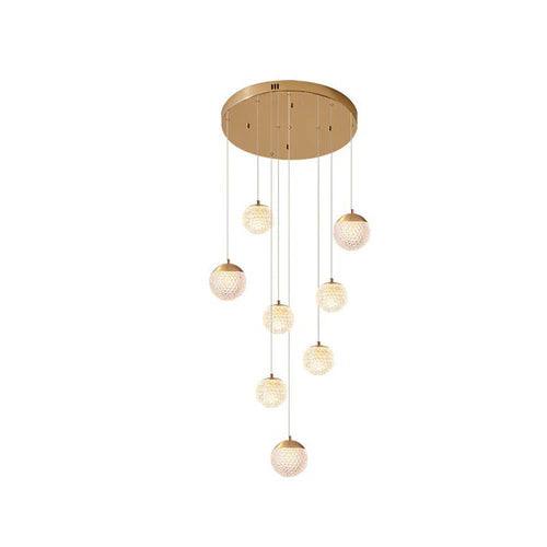 Modern Spherical Multi-Head Crystal Chandelier - Luxury Hallway Pendant Light Fixture for Foyer, Dining Room & Staircase Lighting