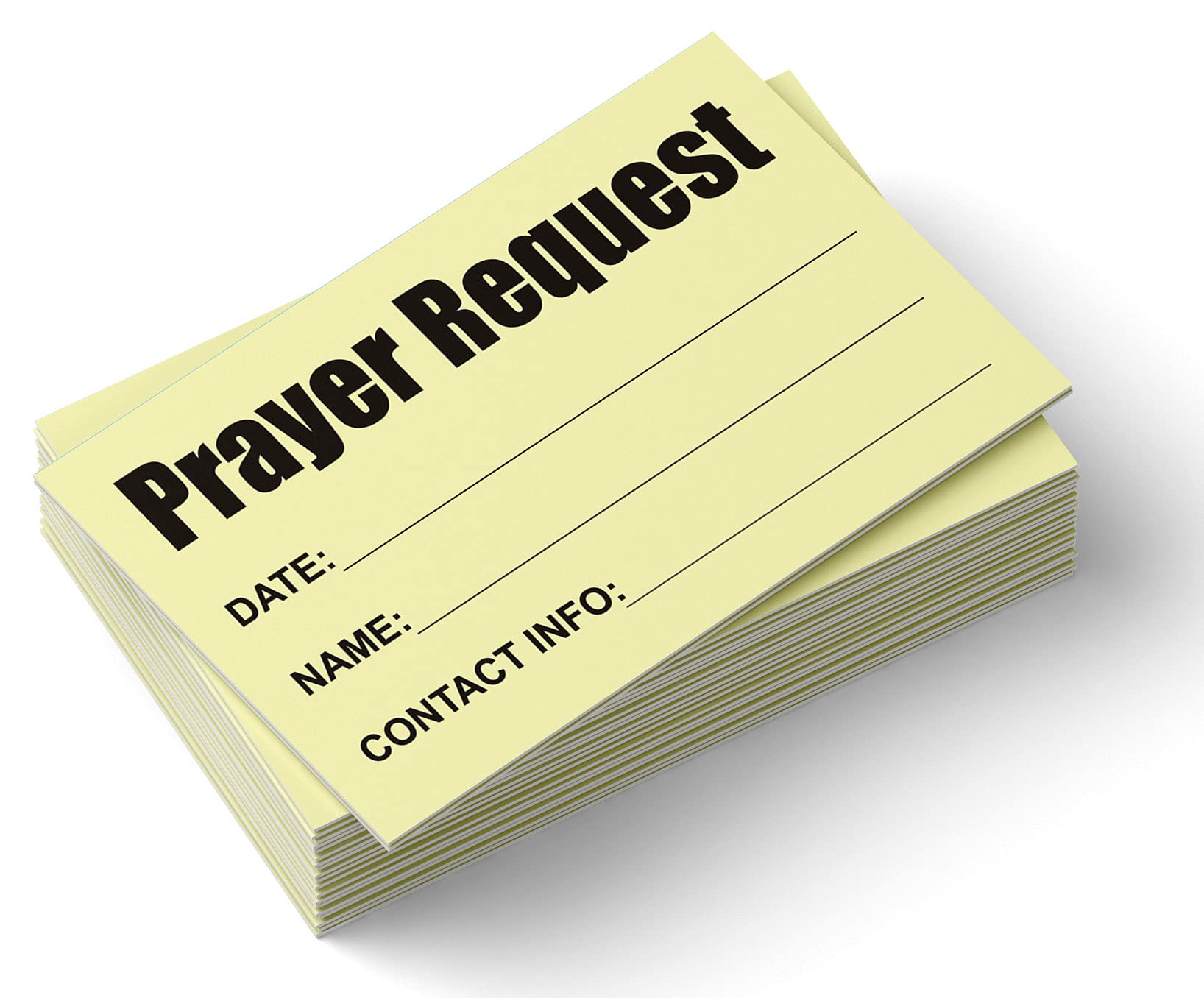 100-Pack Yellow Prayer Request Cards (2 x 3.5 Inches) - Perfect for Church Services, Bible Studies & Religious Events
