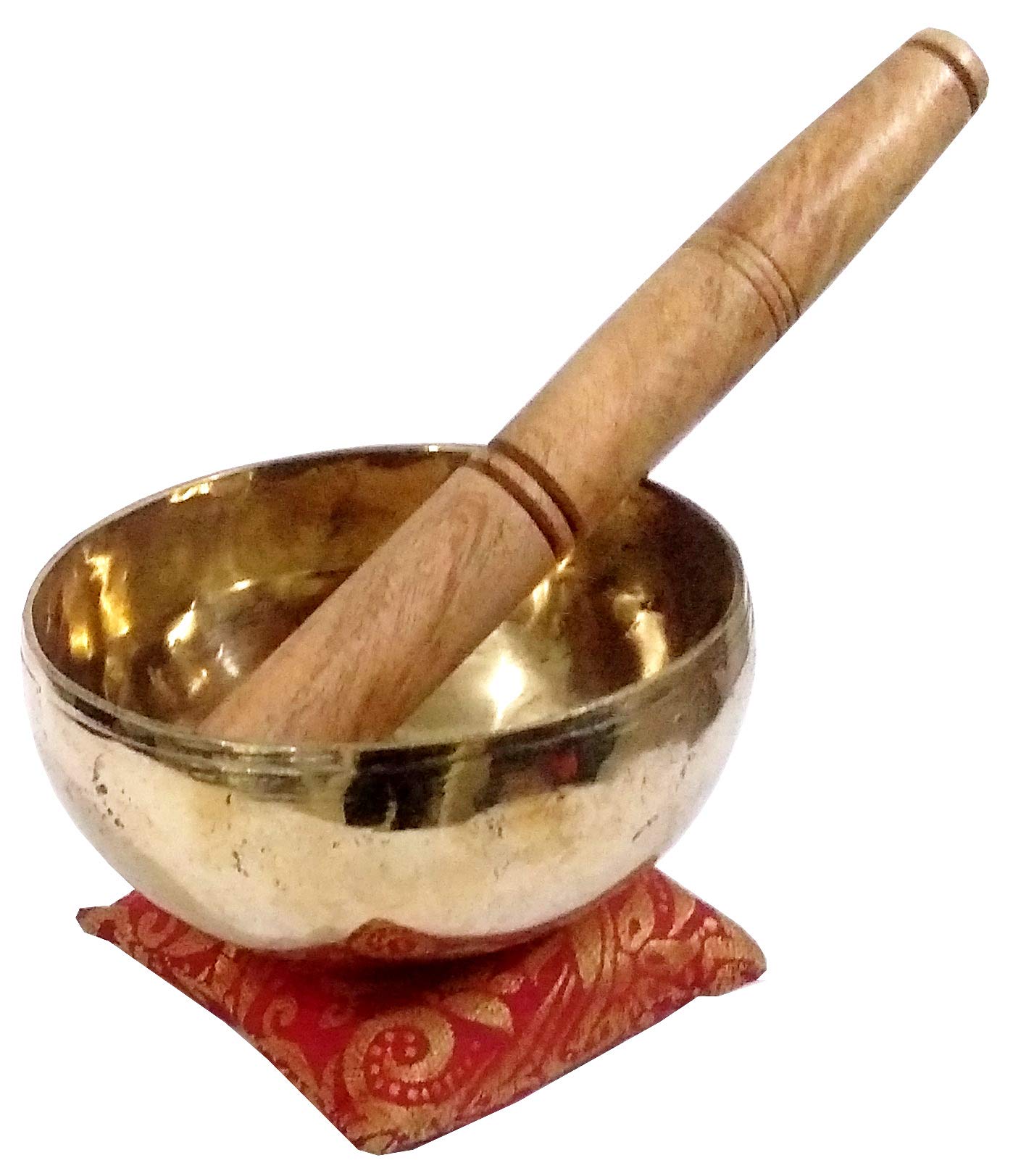 Purpledip Handmade Brass Singing Bowl - Authentic Bell Metal Meditation Instrument with Wooden Stick & Cushion - Perfect for Yoga, Sound Healing & Buddhist Gifts (10782A) - Ideal for Home Meditation, Spa Relaxation & Mindfulness Practice