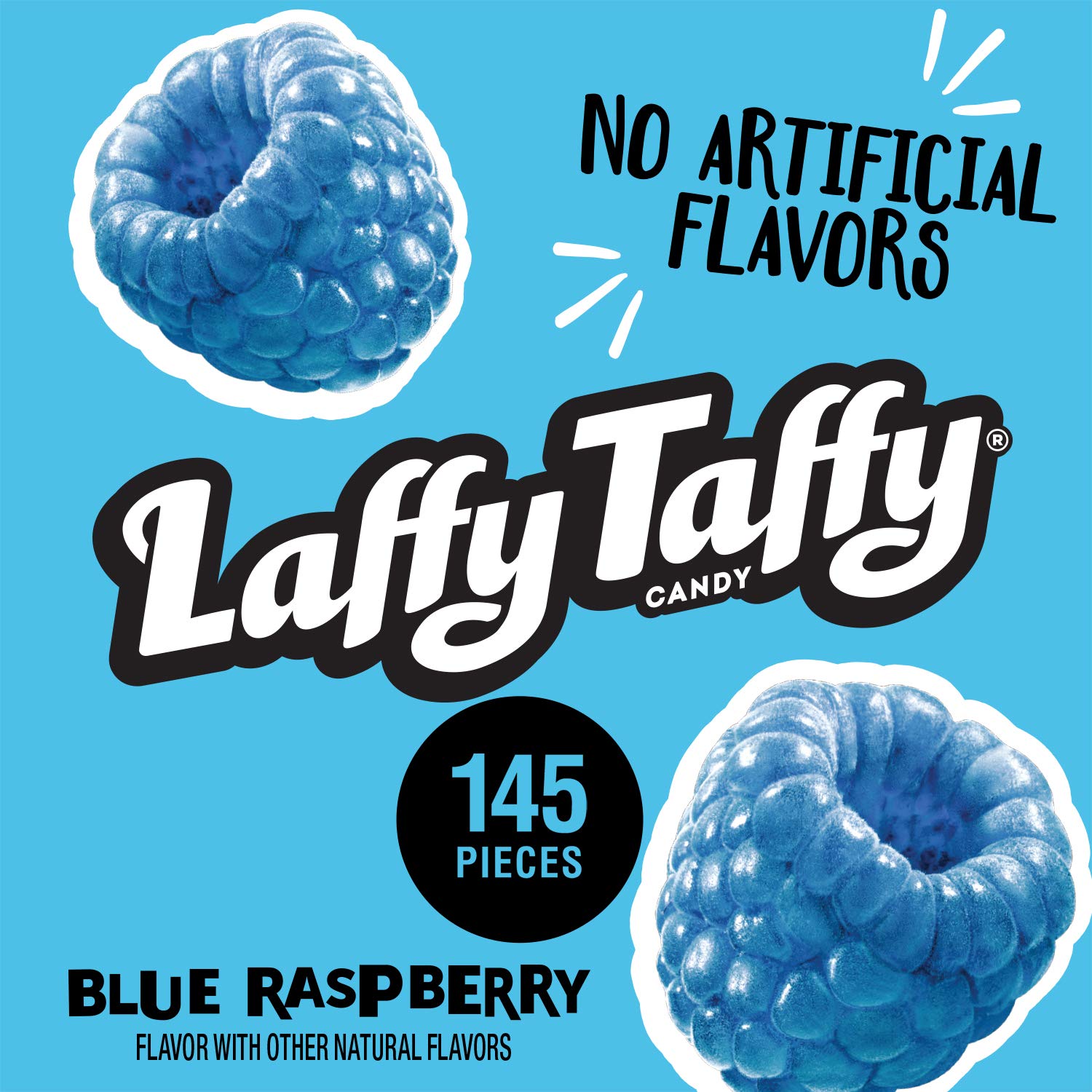 Blue Raspberry Laffy Taffy Candy - 145 Individually Wrapped Chewy Taffy Pieces - Bulk Party Candy for Halloween, Birthday Favors & Office Treats