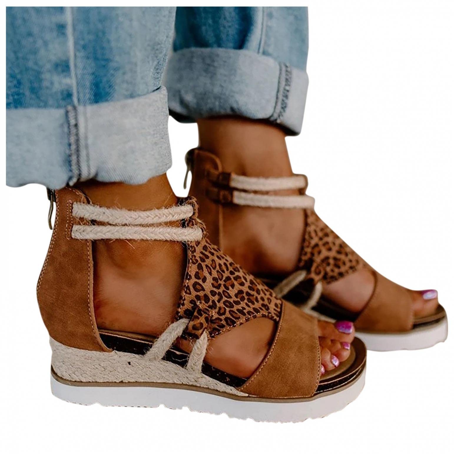 **Women's Dressy Closed Toe Wedge Sandals with Buckle Strap & T-Strap Design - Comfortable Platform Sandals for Summer 2022 | Perfect for Beach, Vacation & Casual Outings**