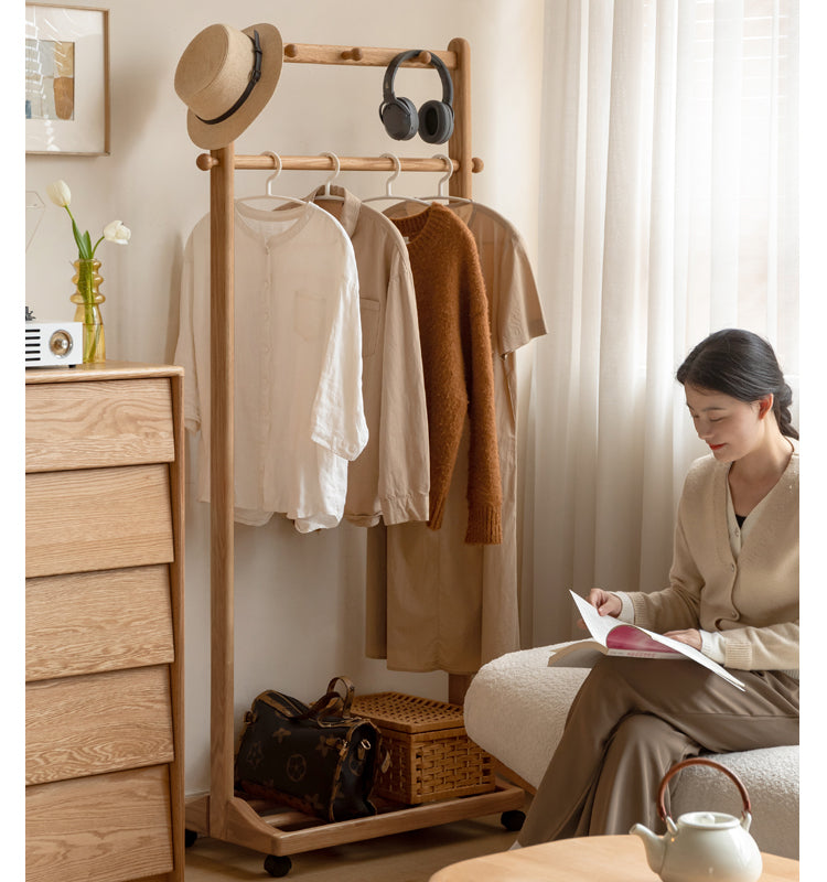 Premium Solid Oak & Birch Wood Wall Hanger - Adjustable Coat Rack for Jackets, Hats & Bags - Perfect for Entryway, Bedroom & Closet Organization