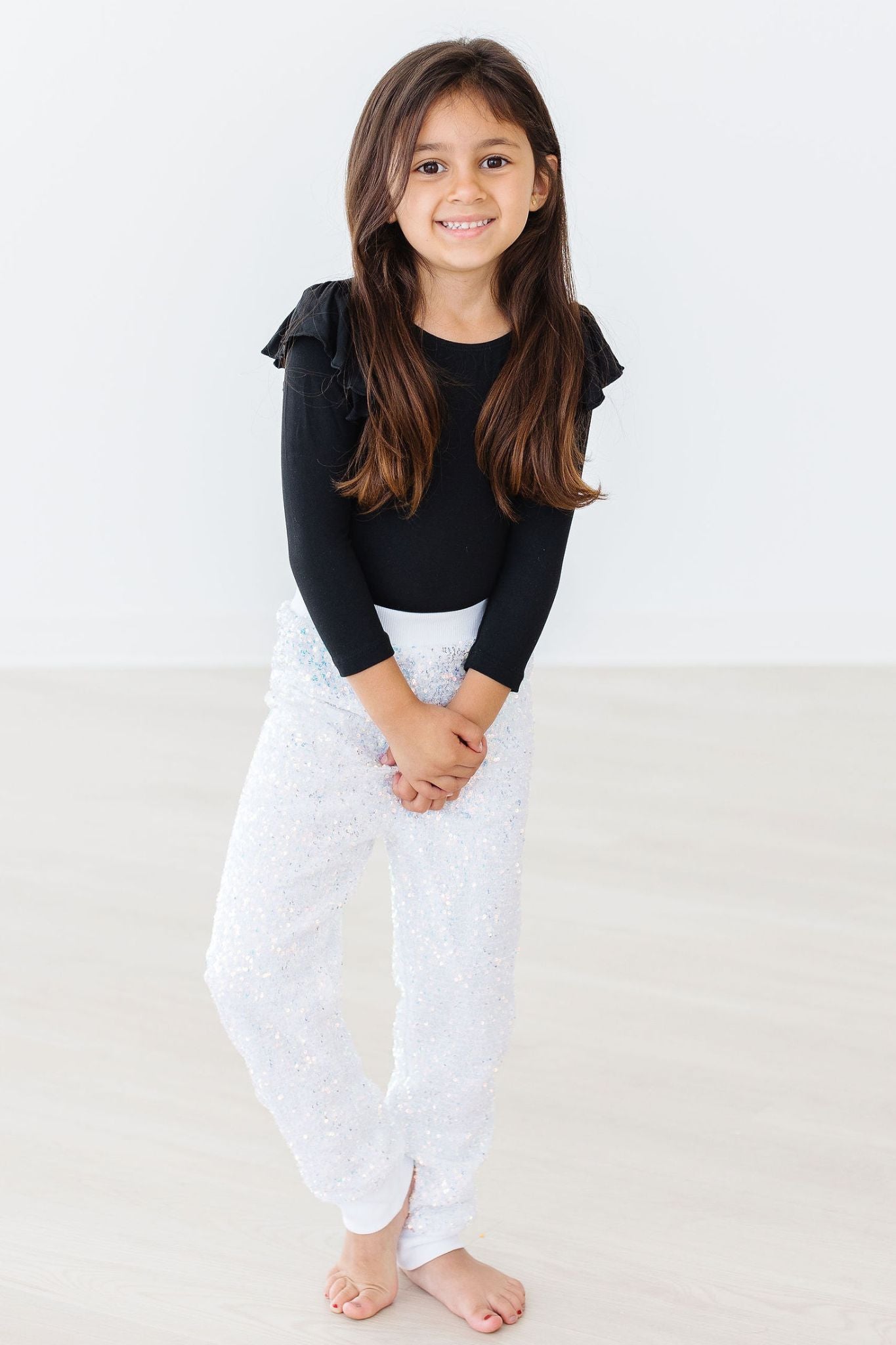 Black Long Sleeve Flutter Sleeve Leotard for Ballet, Dance & Gymnastics - Elegant Performance Wear for Women & Girls