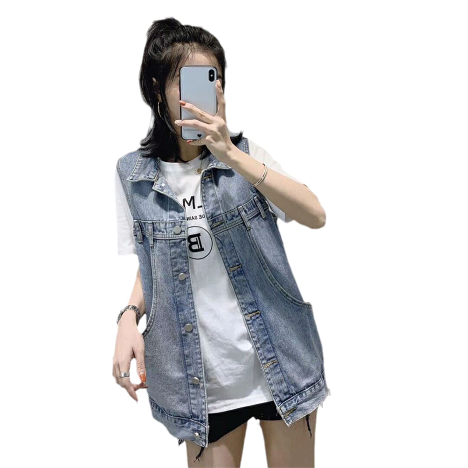 Women's Denim Waistcoat - Sleeveless Loose Fit Casual Vest Jacket for Spring & Summer | Perfect for Layering, Outdoor Activities & Streetwear Fashion