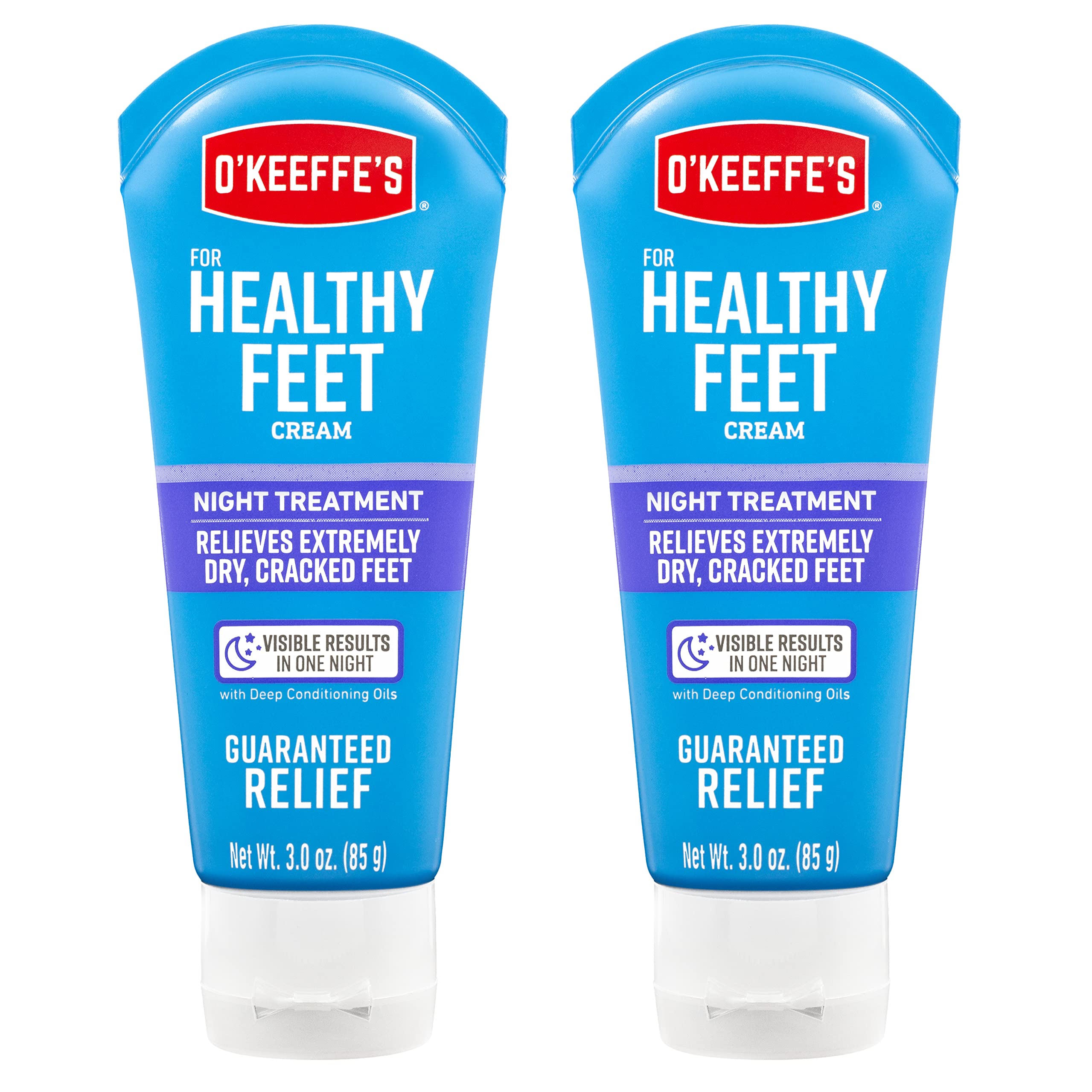 O'Keeffe's Healthy Feet Foot Cream - 3 oz (2 Pack) - Overnight Repair for Cracked, Dry Feet - Intense Moisturizing Treatment - Perfect for Nighttime Foot Care & Cracked Heel Relief