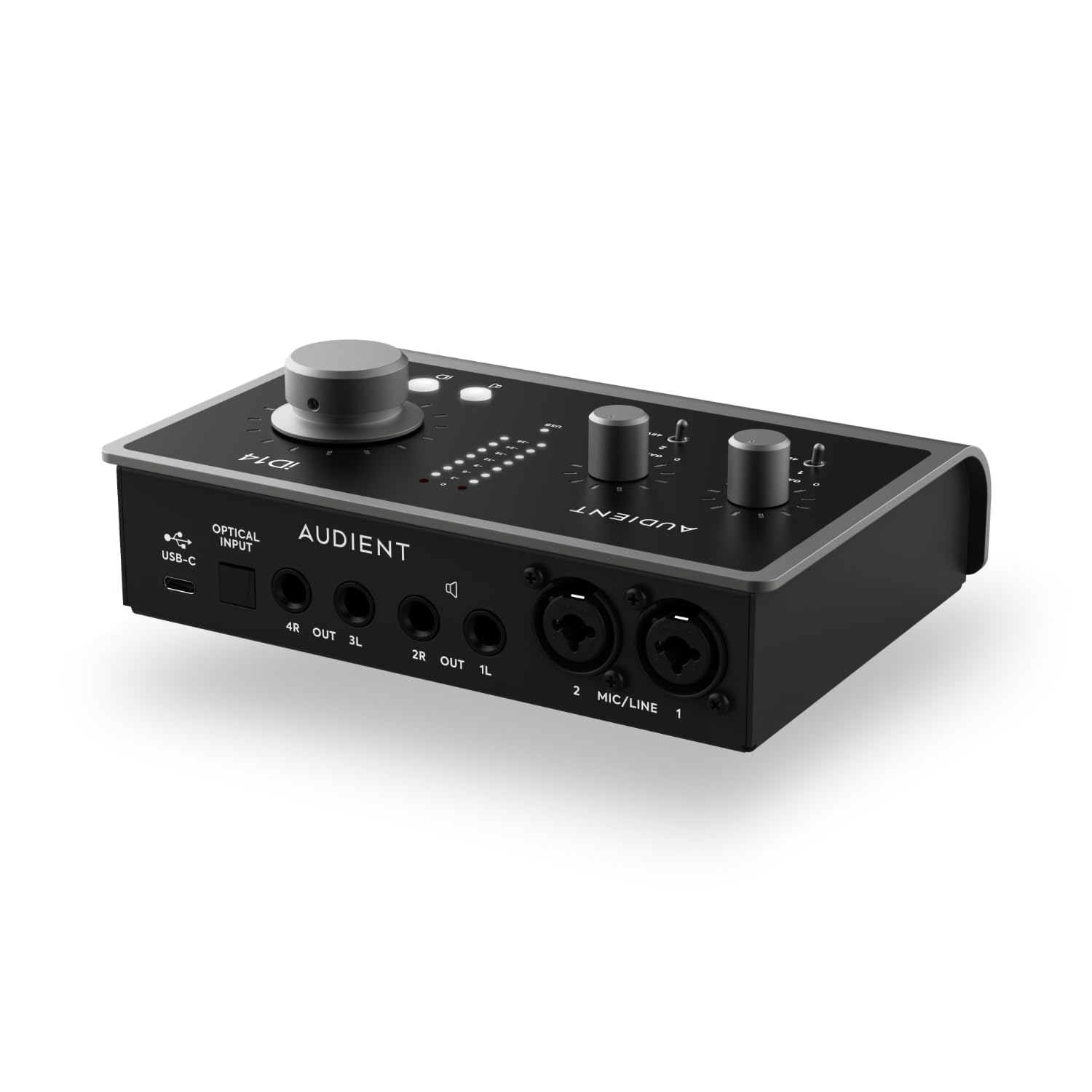 Audient iD14 MKII USB Audio Interface - 2 Class-A Mic Preamps, USB-C Connectivity, Monitor Mix Control & Dual Headphone Outputs for Home Studio Recording, Podcasting & Music Production (Black)