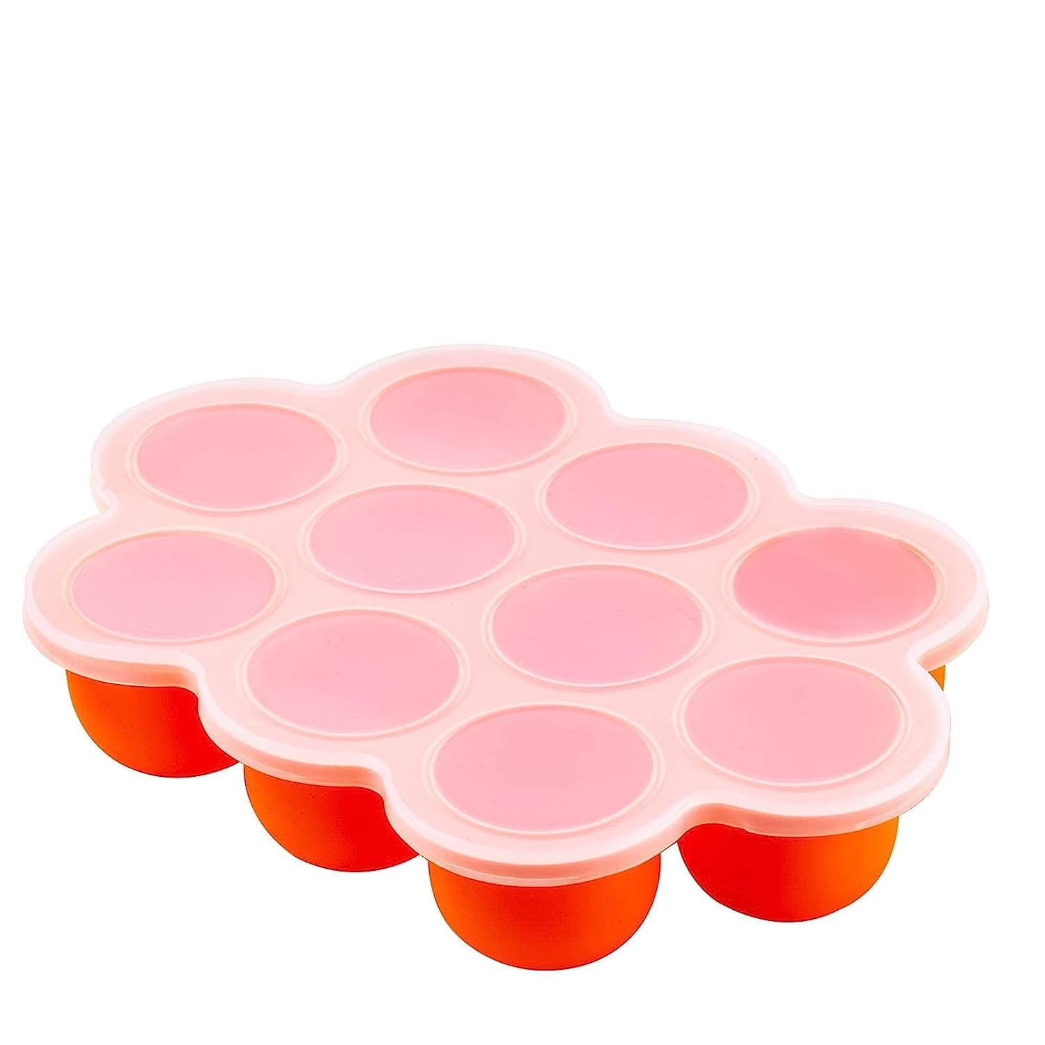 RAGYULA Silicone Baby Food Freezer Tray with Lid - BPA-Free, Dishwasher & Microwave Safe - Perfect for Homemade Puree Storage & Meal Prep (Orange, Pack of 1) | Ideal for Busy Parents & Baby-Led Weaning