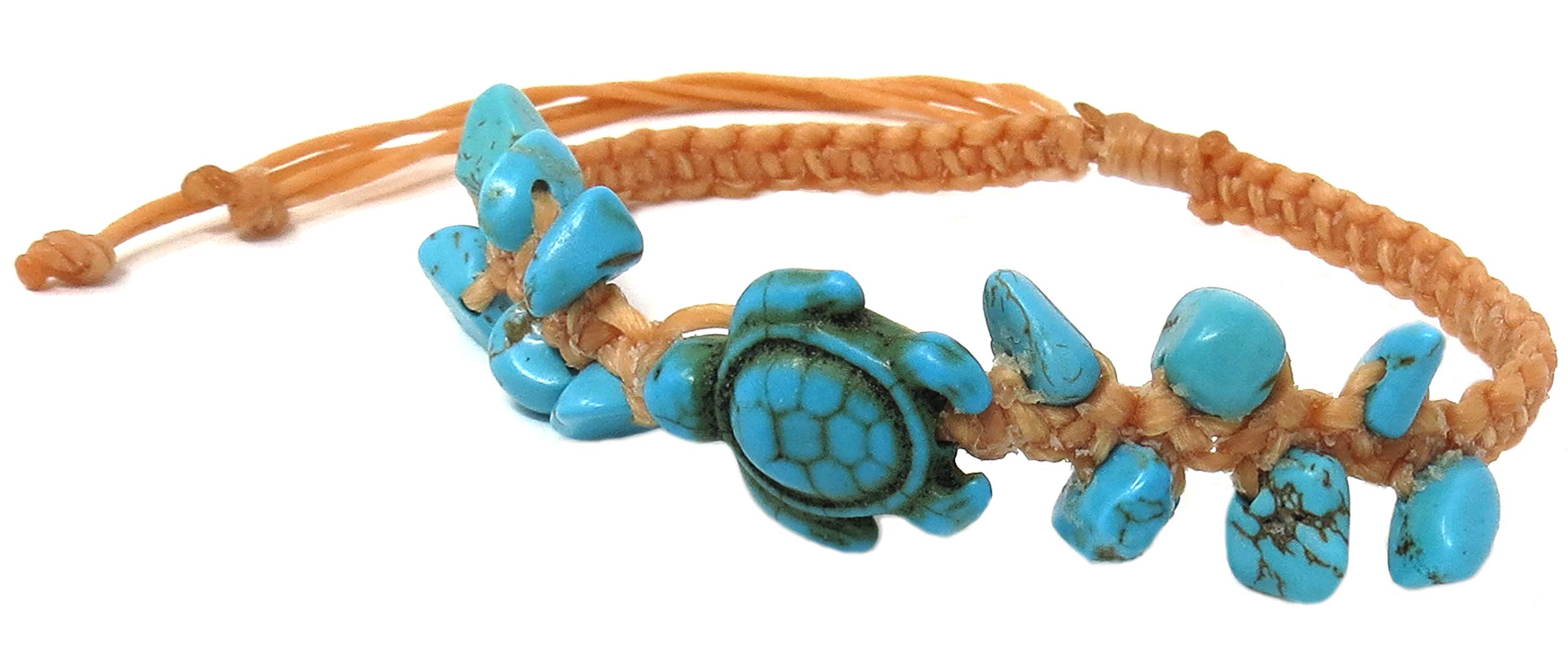 Trendy Hawaiian Sea Turtle Hemp Bracelet with Turquoise Turtle Charm & Starfish - Boho Beach Jewelry for Women - Perfect for Summer Vacations, Beach Parties and Gift Giving