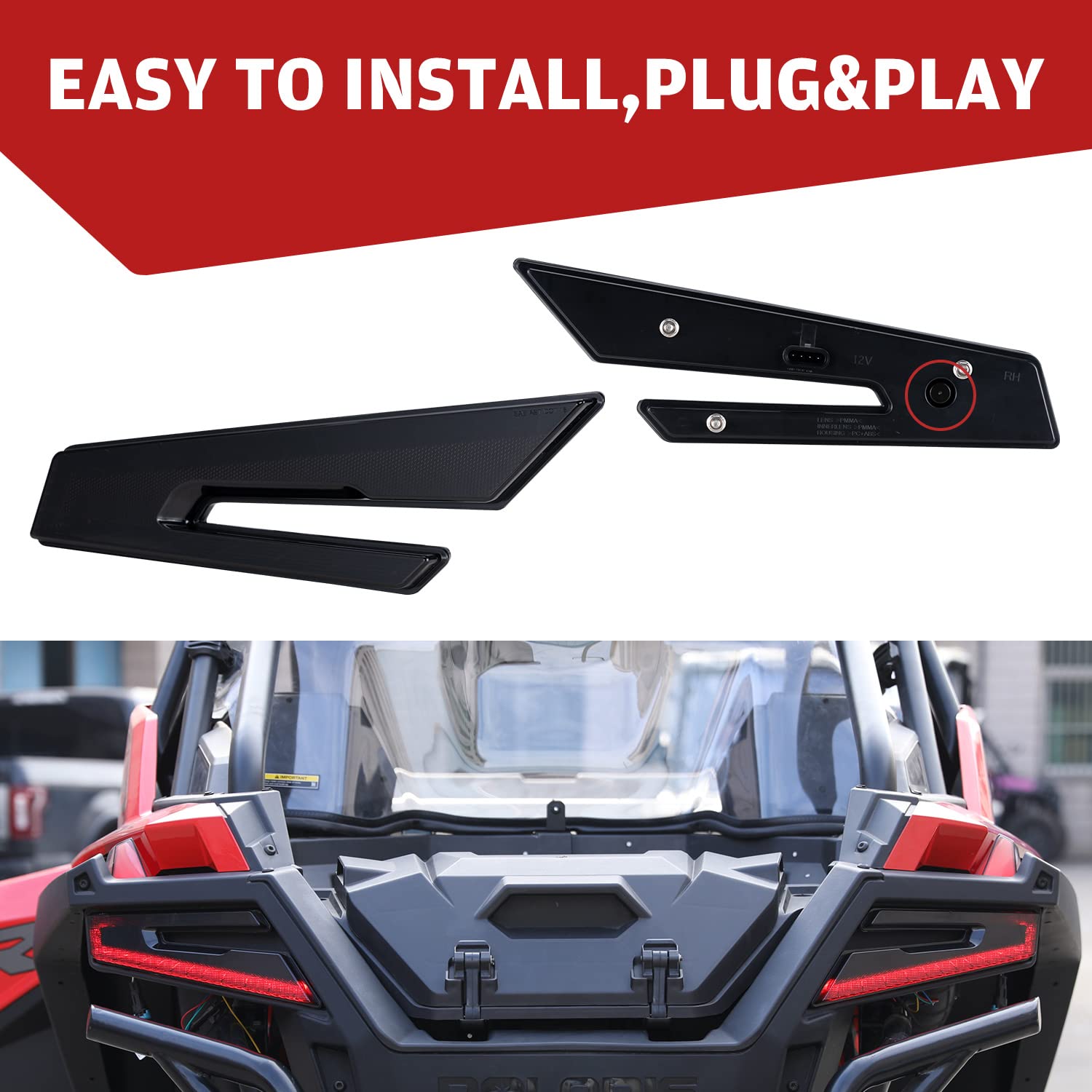 HAKA TOUGH LED Tail Lights for Polaris RZR PRO XP/XP4 (2020-2021) & RZR PRO R (2022) - Smoked Rear Brake Light Assembly, Durable Stop Lamps Kit Accessories | Perfect for Off-Road Adventures, Night Riding & Enhanced Safety