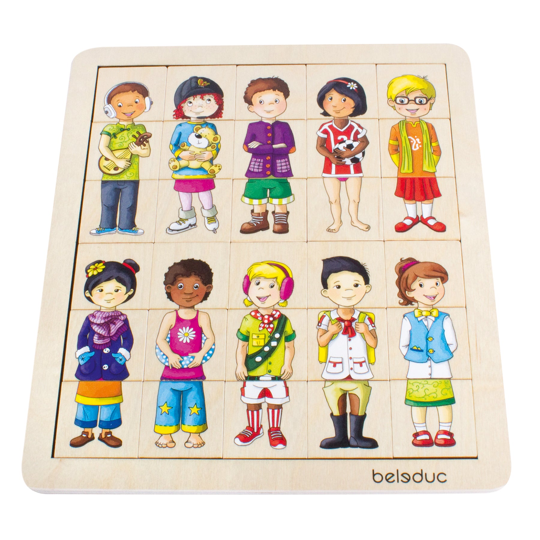 Beleduc Match & Mix Cultural Kids Wooden Puzzle - 30 Piece Educational Toy for Children | Perfect for Learning World Cultures & Developing Fine Motor Skills at Home or School