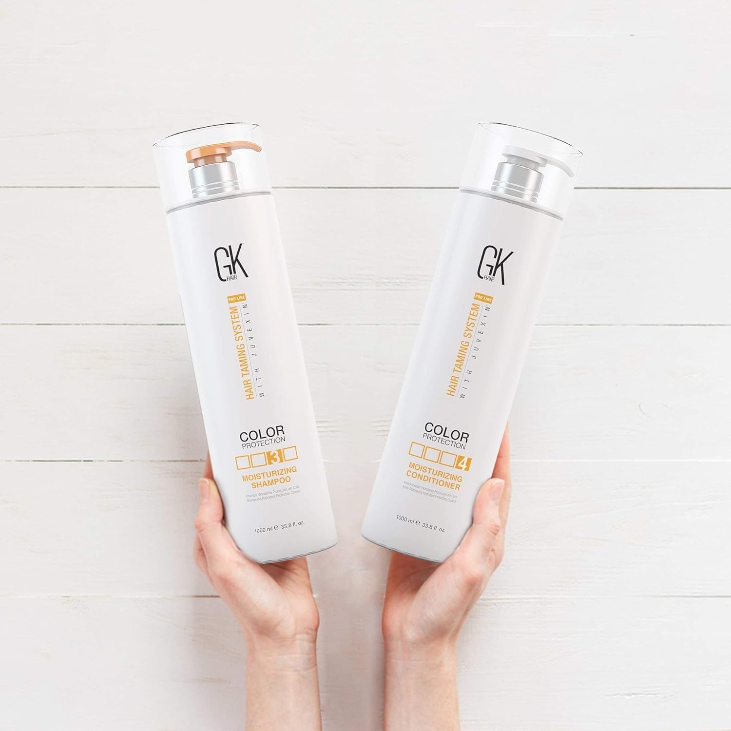 GK HAIR Global Keratin Moisturizing Shampoo & Conditioner Set - 33.8 fl oz with Argan Oil Hair Serum 1.69 fl oz - Hydrating & Repairing for Dry, Damaged Hair - Salon Quality Hair Care for Smooth, Shiny Locks - Perfect for Daily Use & Color-Treated Hair