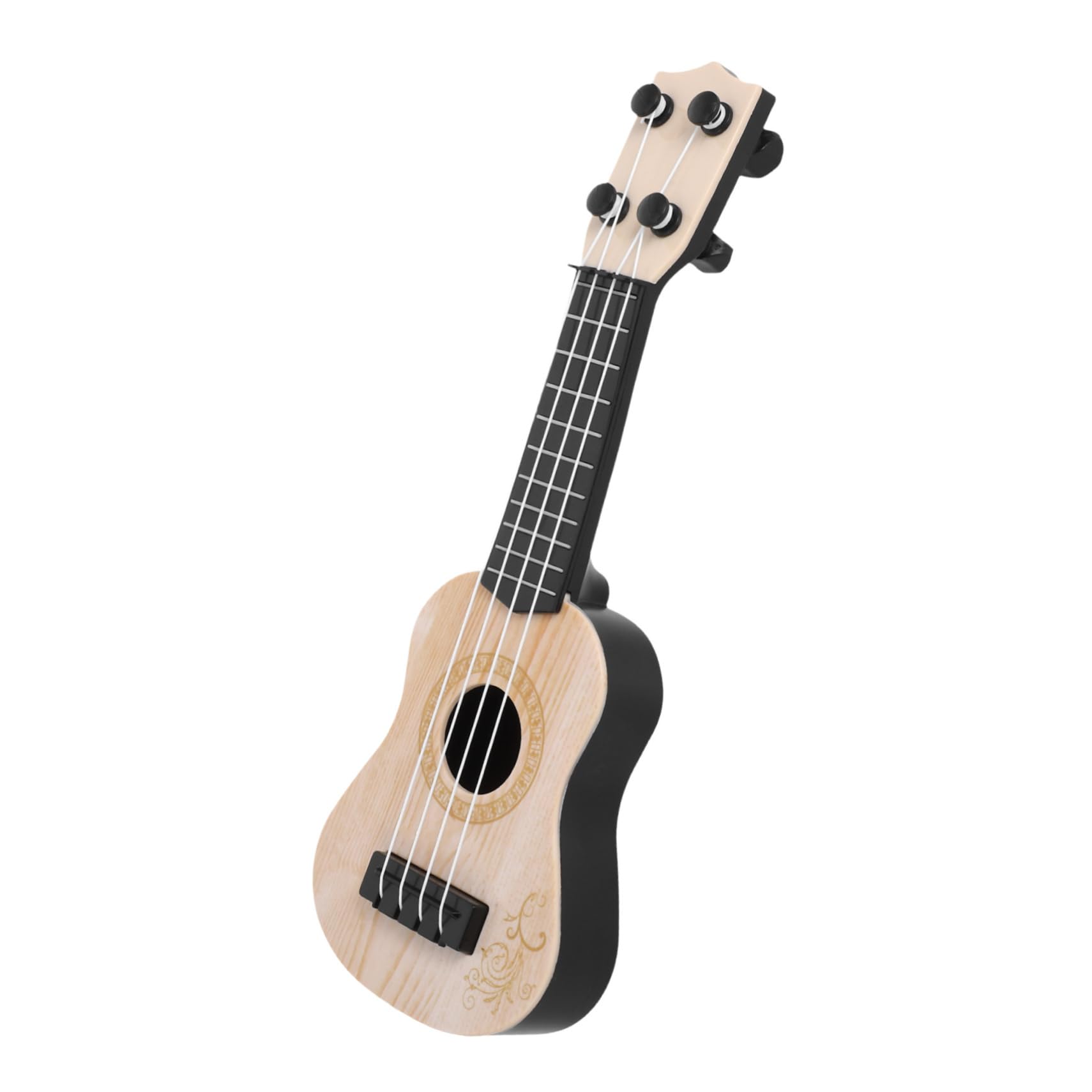TOYANDONA Mini Ukulele Guitar Toy - 21 Inch Small Plastic Ukulele for Kids Beginners, Musical Instrument Gift for Toddlers & Children (White & Beige) - Perfect for Birthday Gifts, Music Lessons & Early Childhood Education