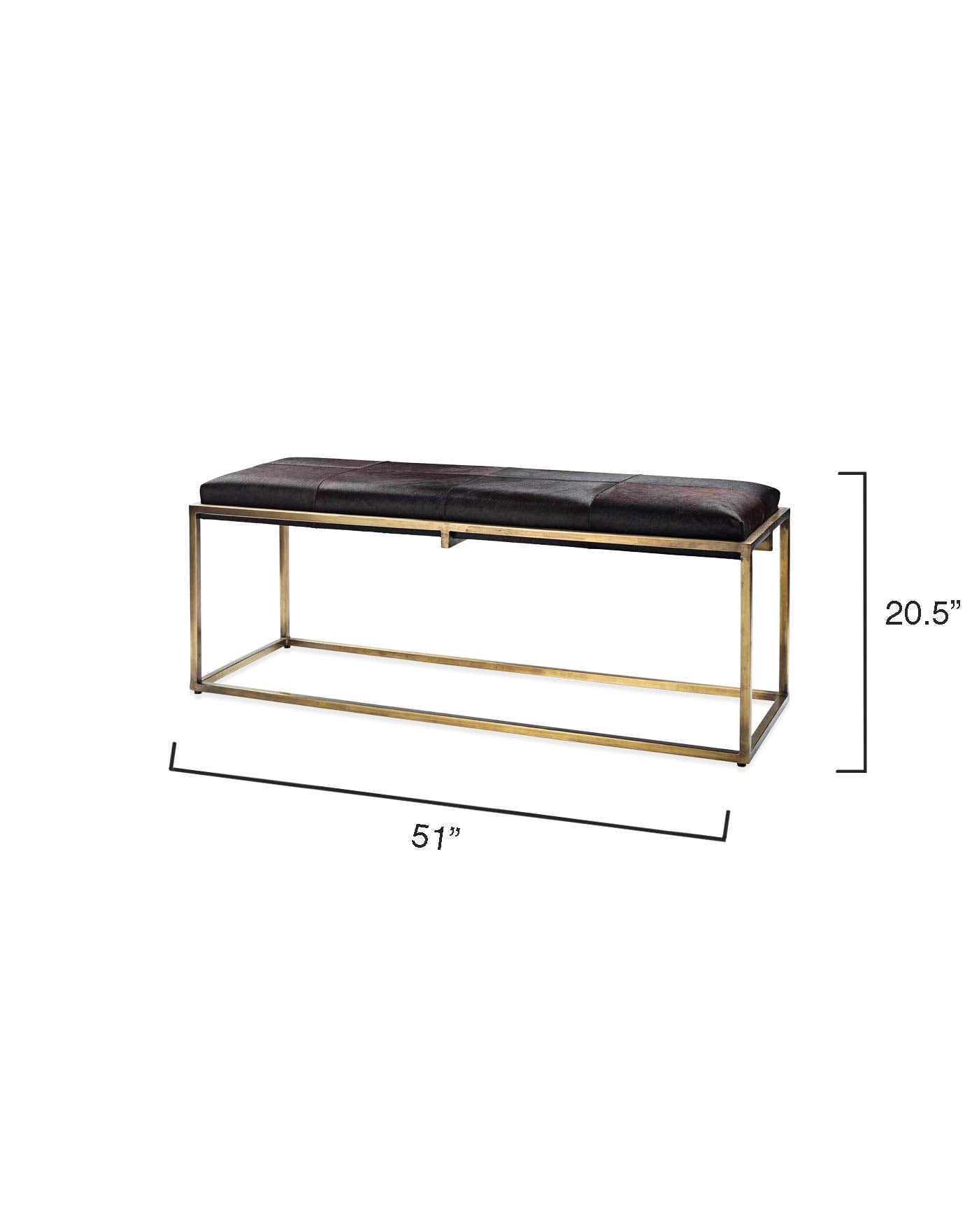 Premium Shelby Bench in Rich Brown Hide - Stylish and Durable Seating for Living Rooms, Entryways, and Bedrooms