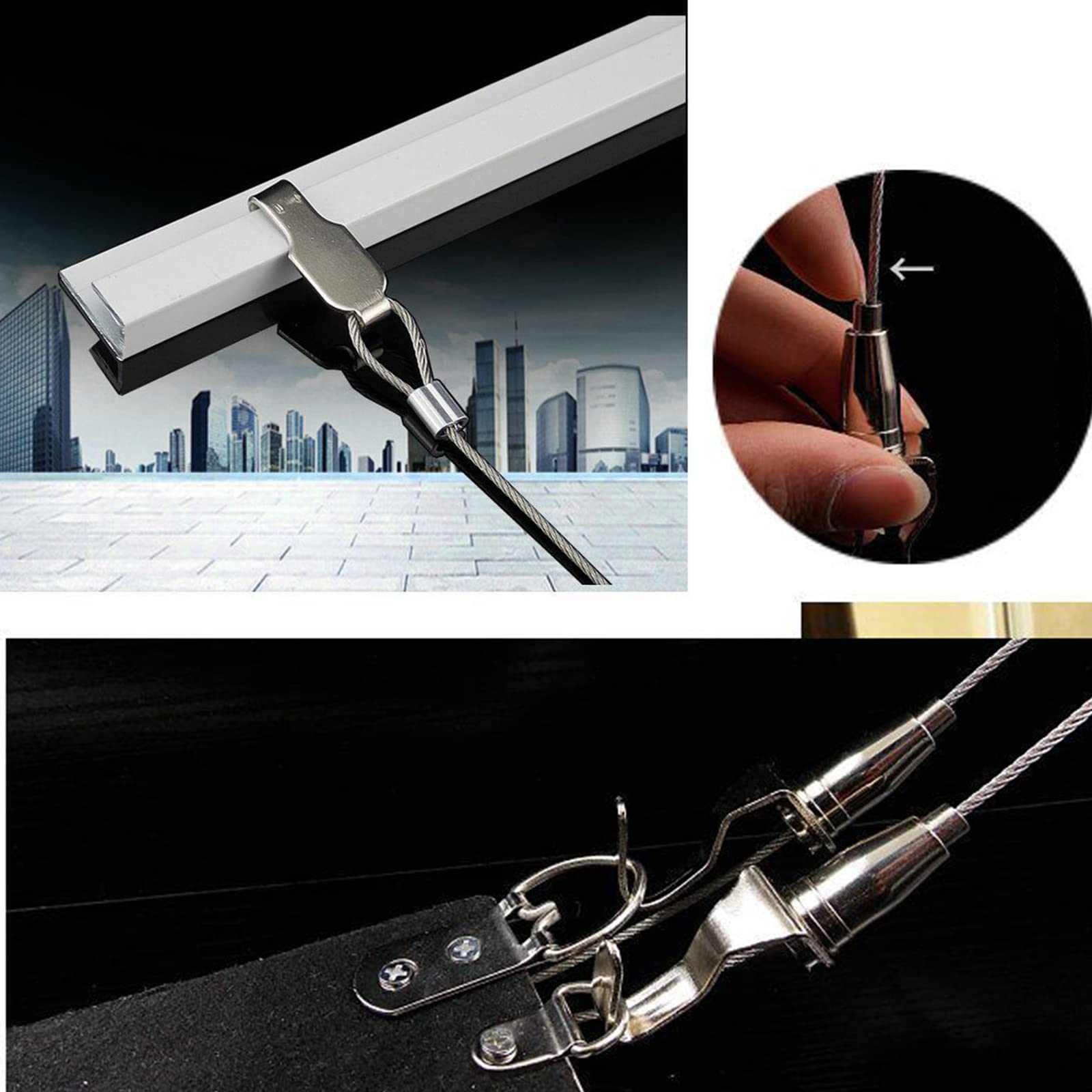 10 Pack Picture Rail Hanging System - Silver Molding Hooks & Cables for Wall Art Display | Perfect for Home Decor, Gallery Hanging, and Photo Frames