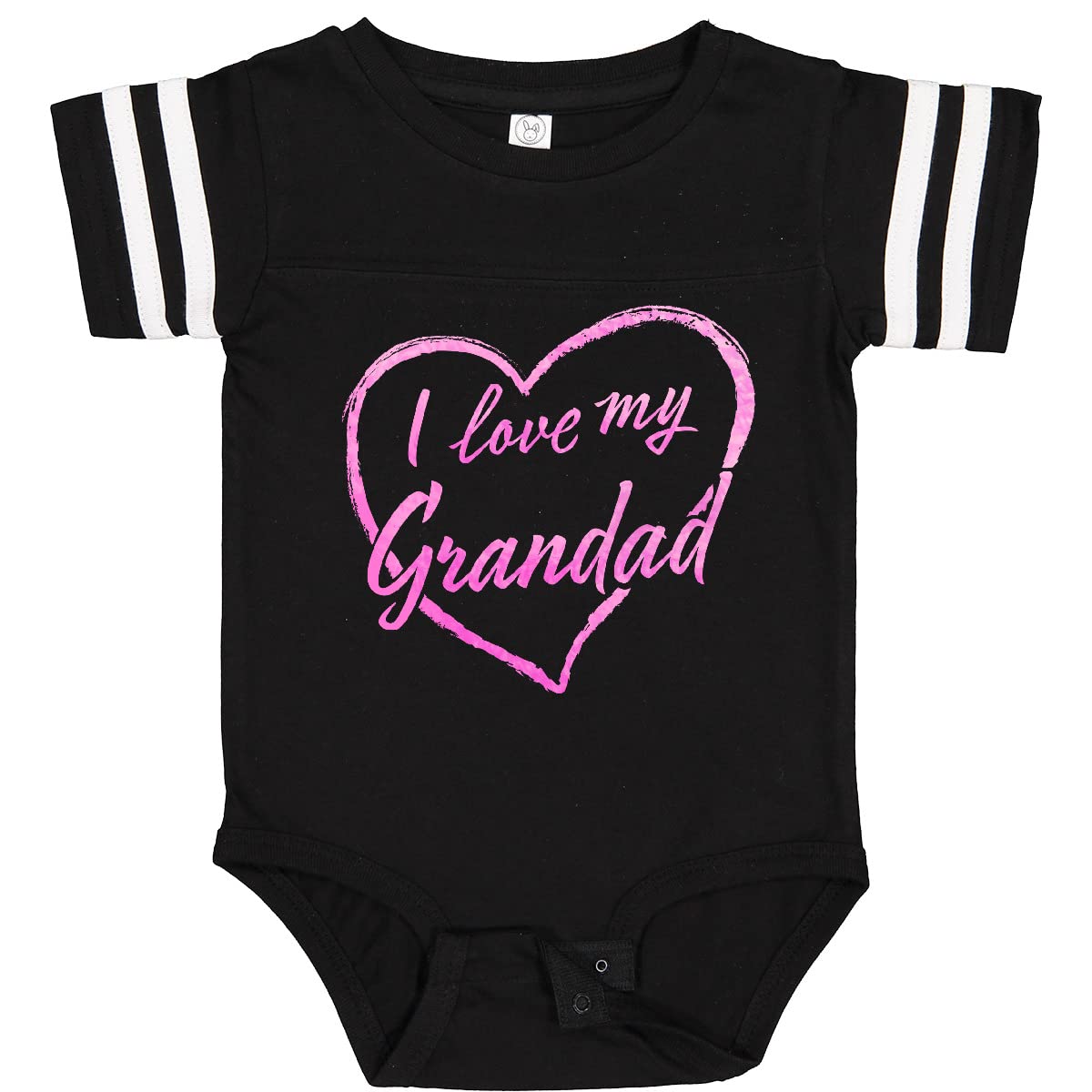 Inktastic I Love My Grandad Pink Chalk Heart Baby Bodysuit - Cute Infant Onesie for Grandparents Day, Family Photos & Special Occasions