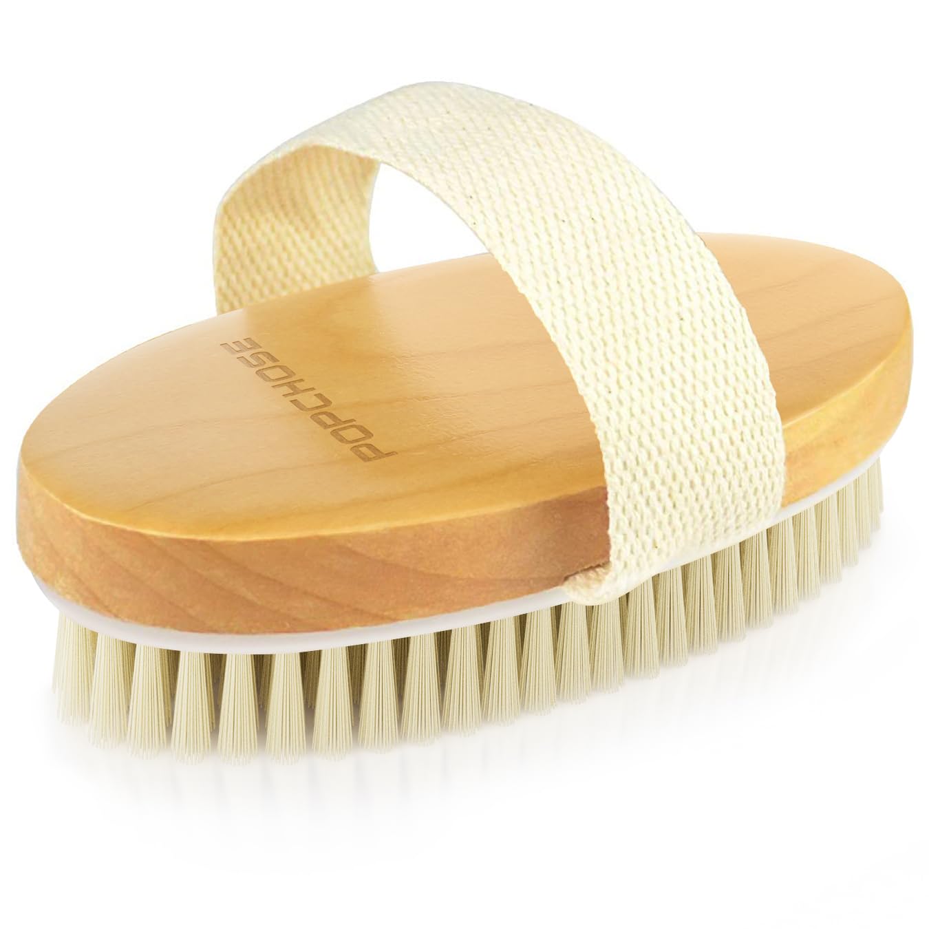 POPCHOSE Dry Brushing Body Brush - Natural Bristle Exfoliating Brush for Flawless Skin, Cellulite Reduction & Lymphatic Drainage | Improves Blood Circulation & Skin Texture | Perfect for Spa Days, Self-Care Routines & Detox Therapy