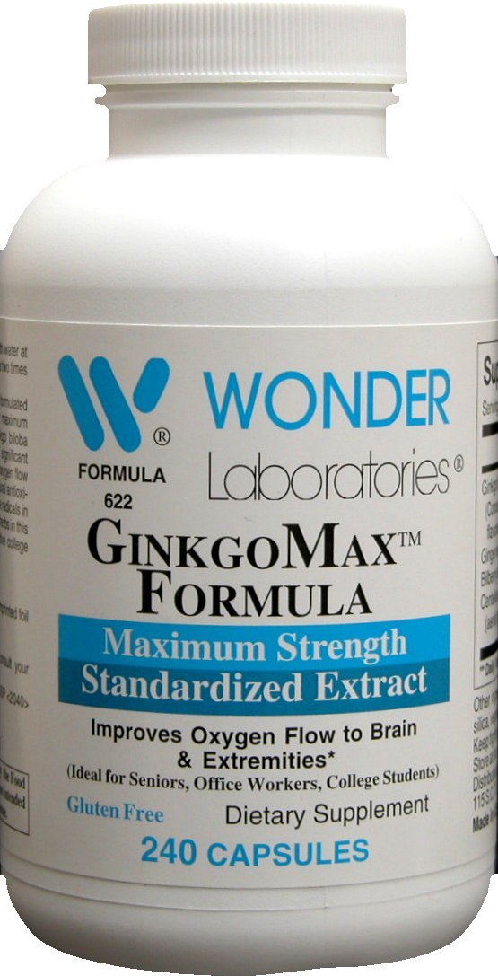 Wonder Labs Ginkgomax - Maximum Strength Ginkgo Biloba 240 Capsules | Supports Brain Function & Circulation | Enhance Memory & Focus for Students & Professionals