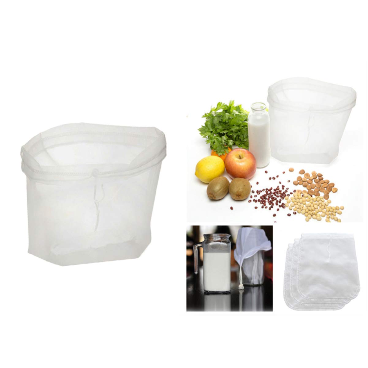 DOITOOL Reusable Mesh Brewing Bag - Yogurt Strainer, Cold Brew Filter, Tea Infuser, Soy Milk Cloth - Food Grade Kitchen Strainer Bag (White) - Perfect for Home Brewing, Cheese Making & Nut Milk Preparation