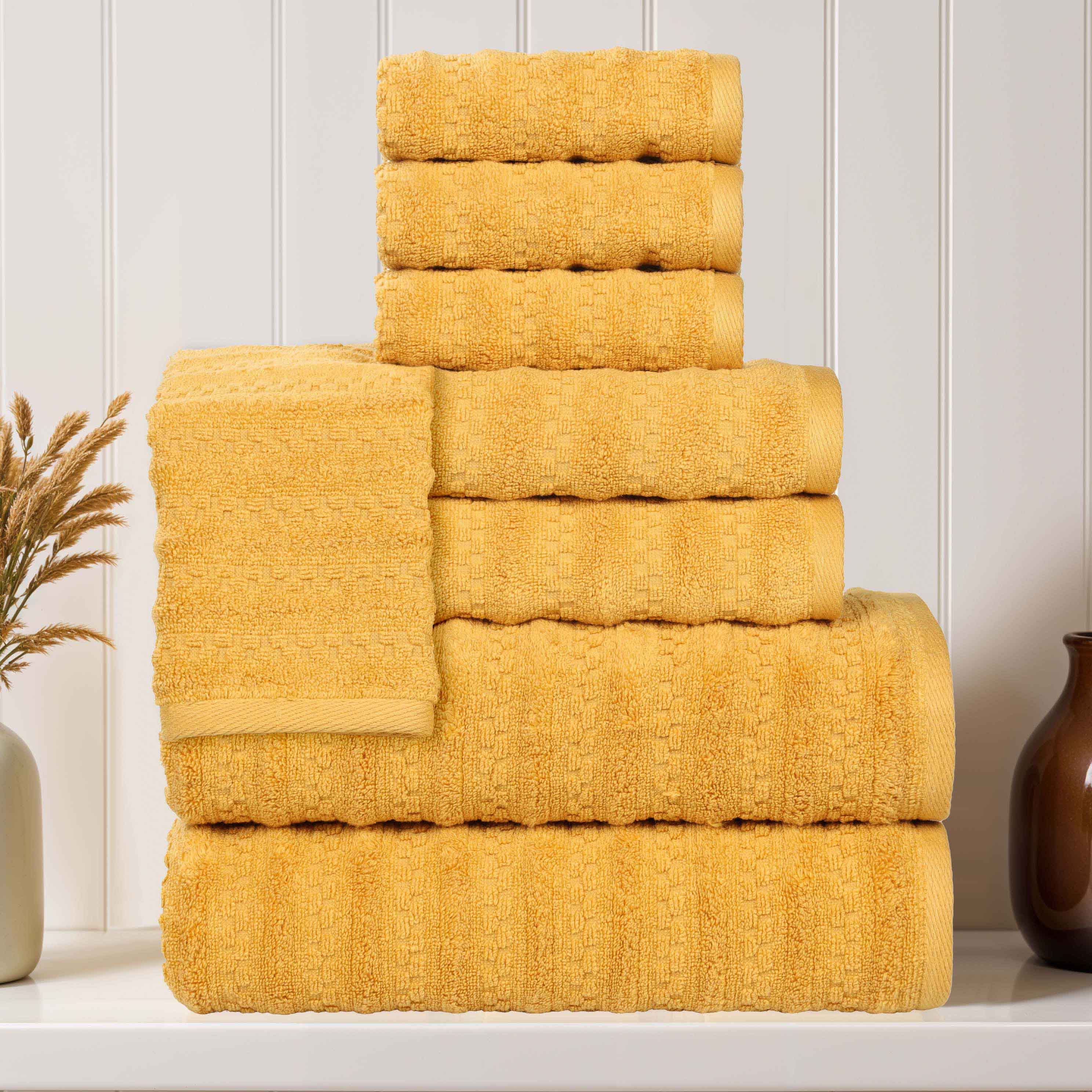 Zuma Zero Twist Cotton Medium Weight Soft Absorbent 8-Piece Bath Towel Set - Premium Luxury Towels for Spa, Gym, Beach & Guest Bathrooms