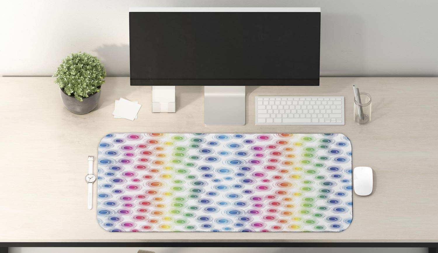 Ambesonne Colorful Gaming Mouse Pad - Non-Slip Rubber Base, Large 31