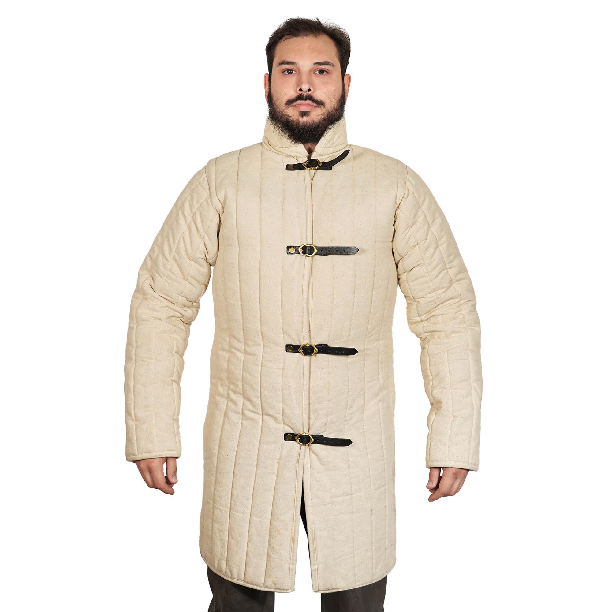 Handmade Medieval Front Opened Padded Gambeson (Type 10) - Cotton Canvas Armor for LARP, Cosplay & Historical Reenactment | Perfect for Renaissance Fairs & Medieval Battles