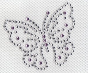 Butterfly Iron-On Hot Fix Rhinestone Transfer - Clear & Light Pink | DIY Clothing Embellishment for T-Shirts, Jeans & Accessories