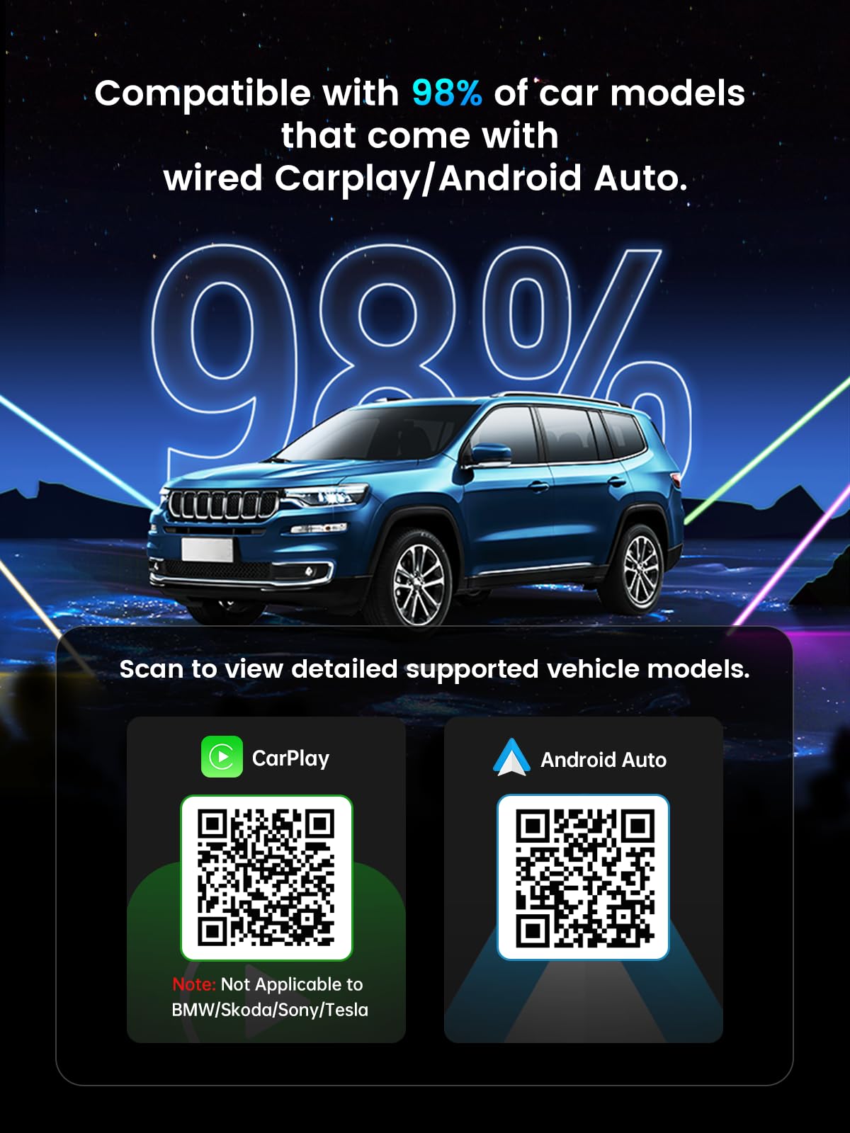 Wireless CarPlay Adapter 2024 - Fast Connection Plug-Go Dongle for Factory Wired to Wireless CarPlay & Android Auto - Compatible with Cars from 2015, iPhone 6/iOS 10+, Android 11+ - Perfect for Hands-Free Driving & Seamless Music Streaming