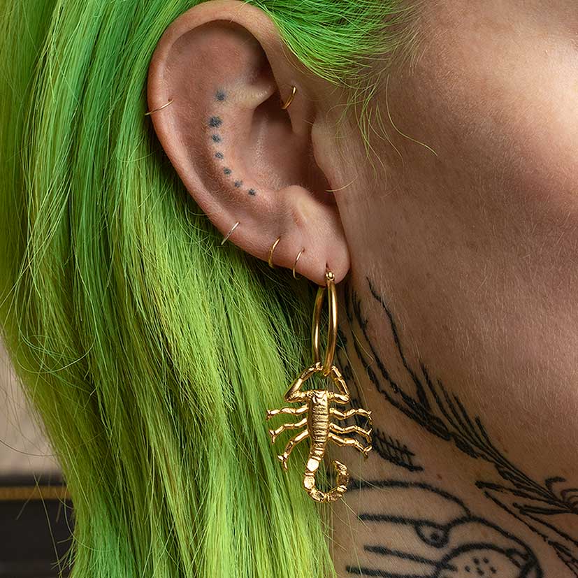 NOXIOUS Scorpion Hoop Earrings - 14K Gold Plated Gothic Jewelry for Women, Punk Style Accessories | Perfect for Halloween, Costume Parties & Alternative Fashion