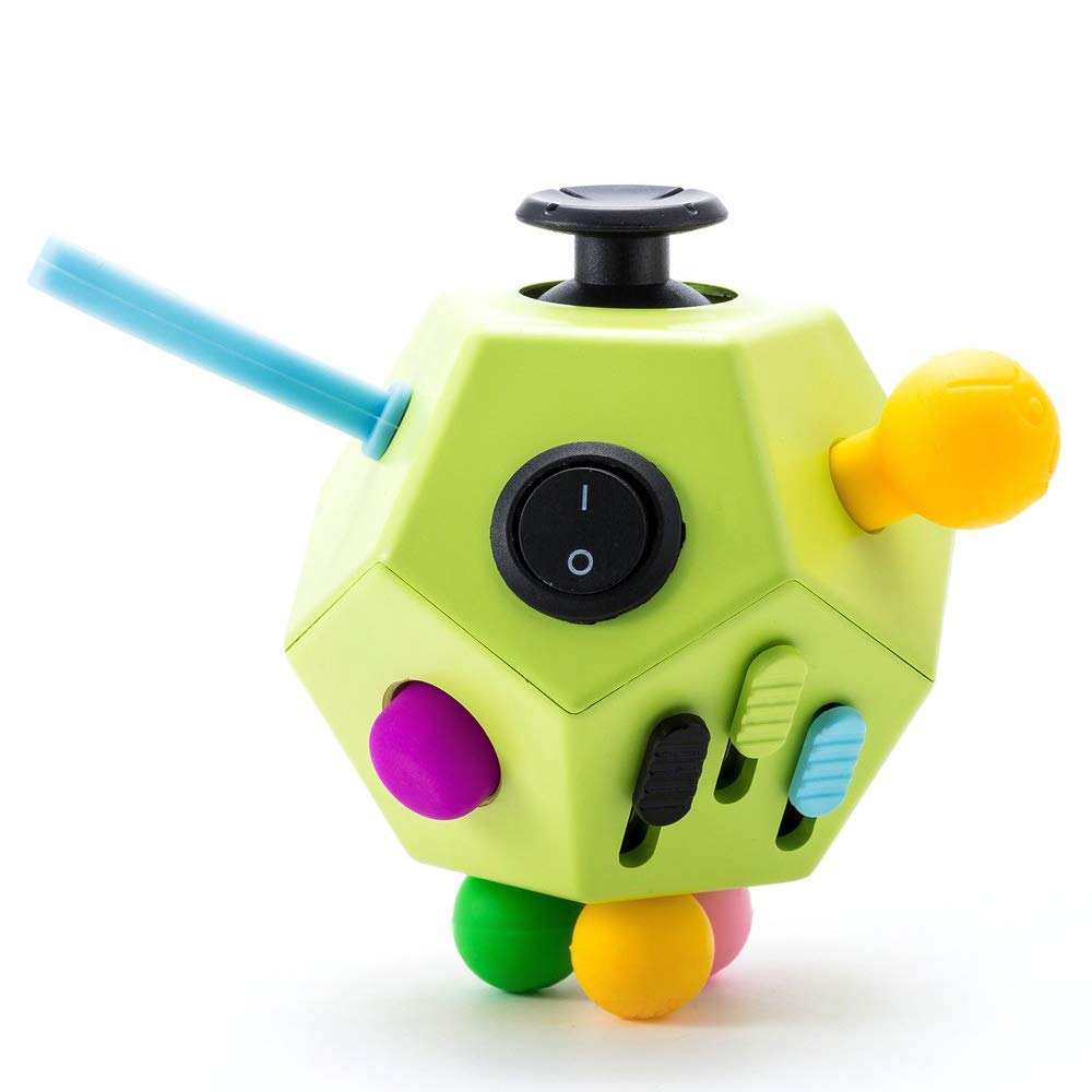 12-Sided Fidget Dodecagon Cube Toy - Stress Relief Sensory Toy for Kids & Adults with ADHD, Autism, OCD - Anxiety Relief Fidgeting Tool for Classroom, Office & Travel (Green)
