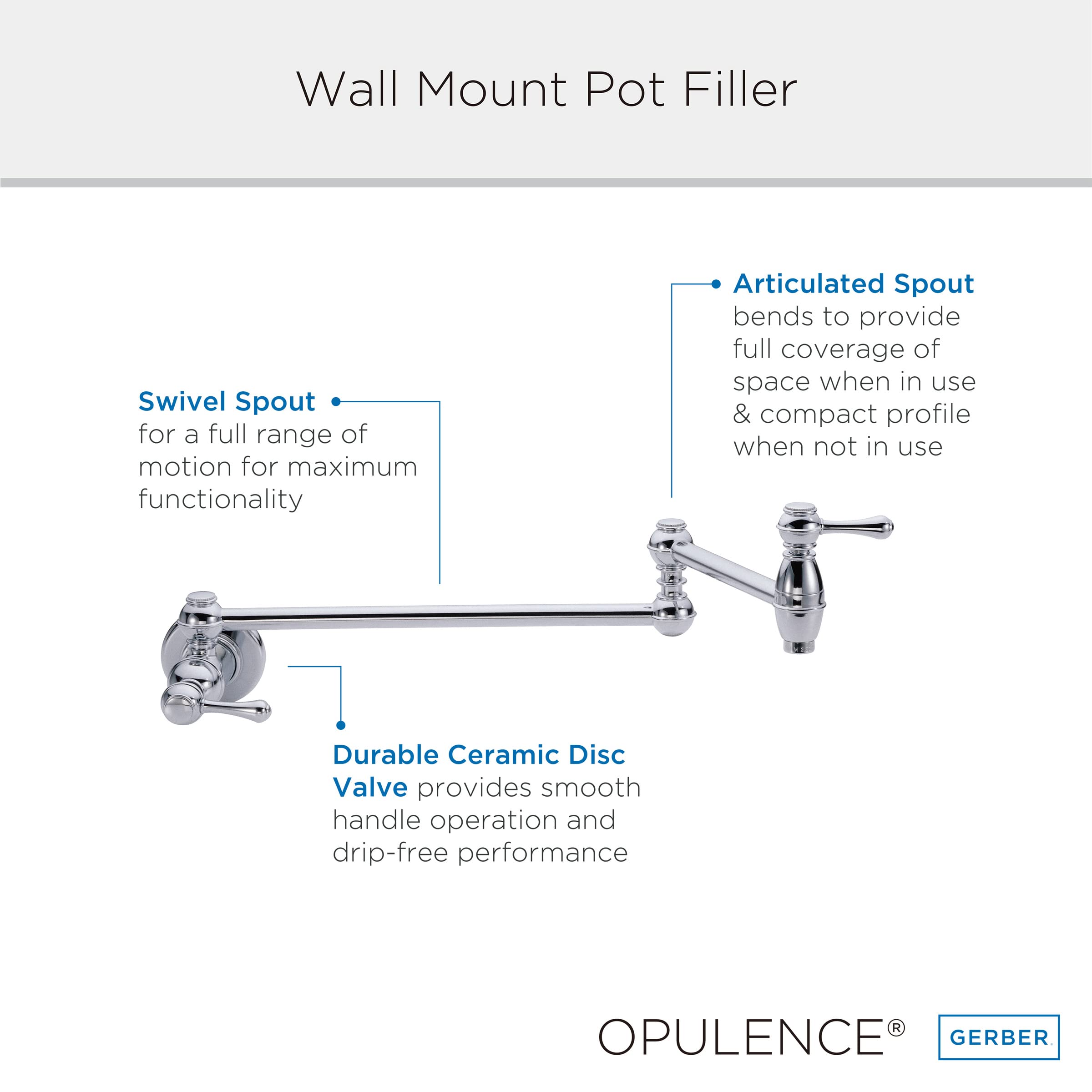 Danze D205057SS Opulence Wall Mount Pot Filler in Stainless Steel - Perfect for Kitchen Sink & Stove Water Faucet Installation