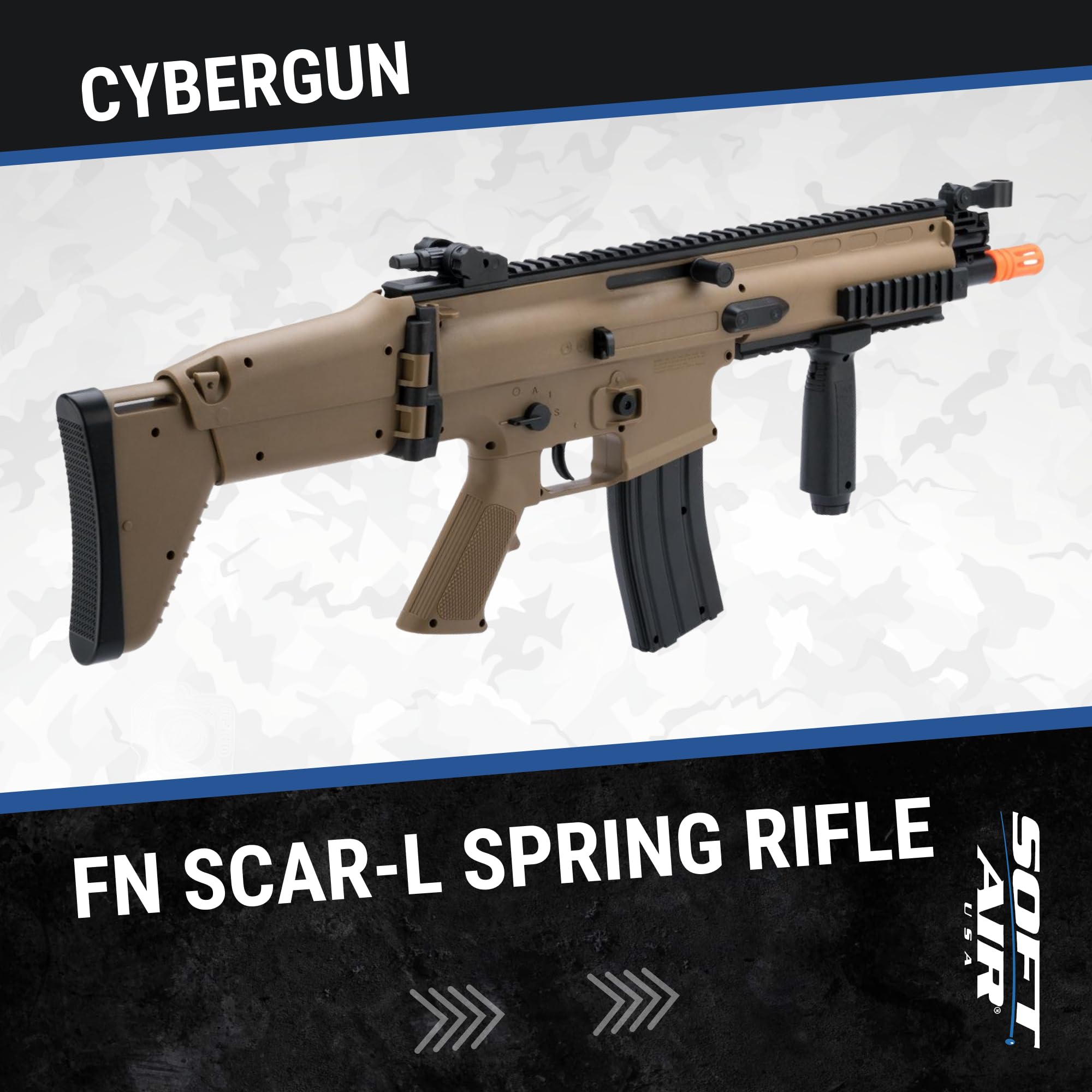 Soft Air SCAR-L Licensed Full Size Spring Powered Airsoft Rifle - Realistic Tactical Training & Outdoor Shooting Games