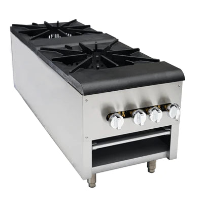 Cookline CSP2 18-Inch Double Burner Countertop Gas Range - Perfect for Commercial Kitchens, Restaurants & Outdoor Catering