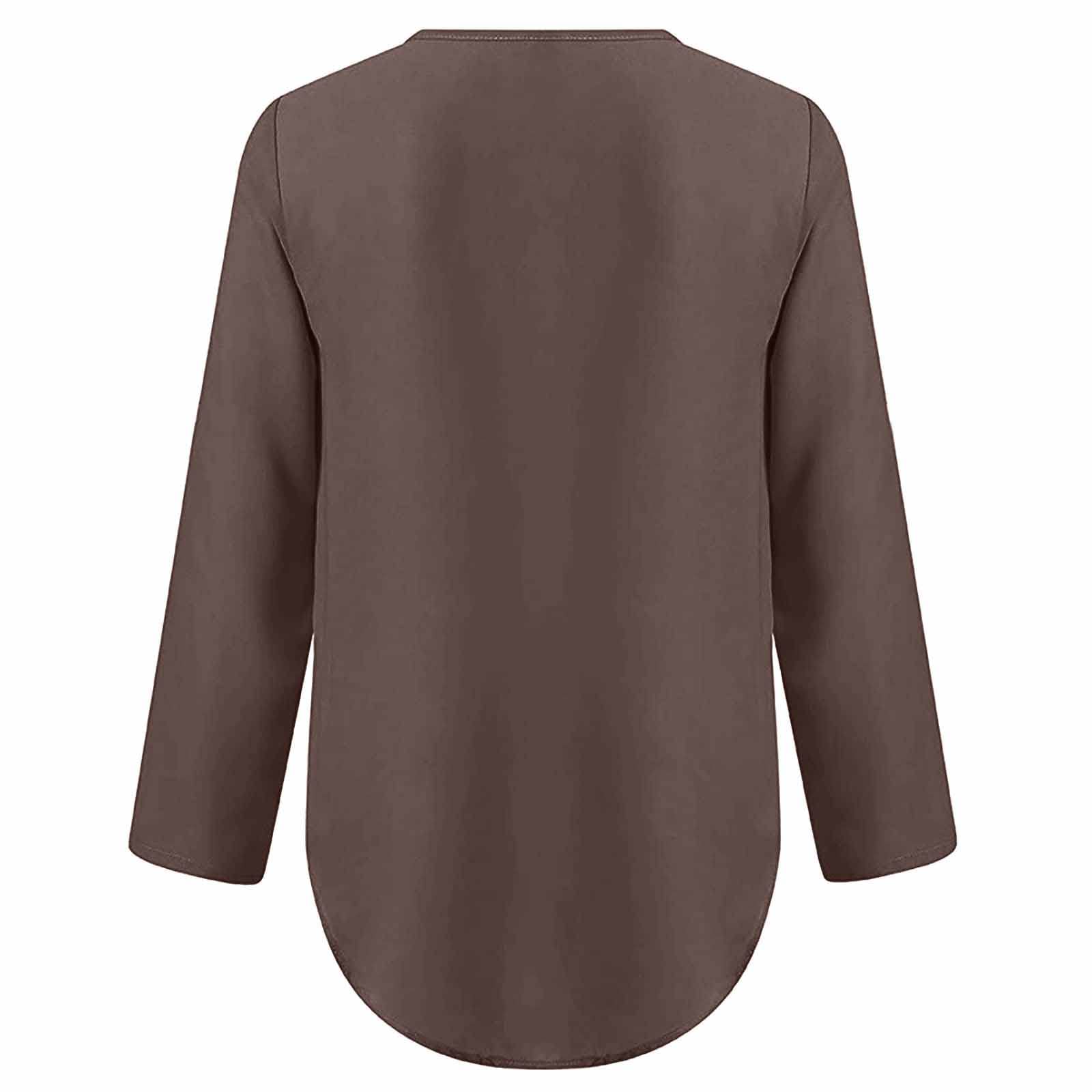 Elegant Chiffon V-Neck Blouse for Women - Casual Loose Fit Long Sleeve Top for Summer & Fall