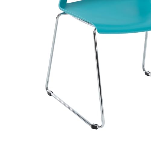 Blue Stacking Chairs Set of 4 - Armless Plastic Reception Chairs with Wide Seat | Stackable Conference, Training & Dining Room Chairs | Perfect for Office Meetings, School Classrooms & Home Events