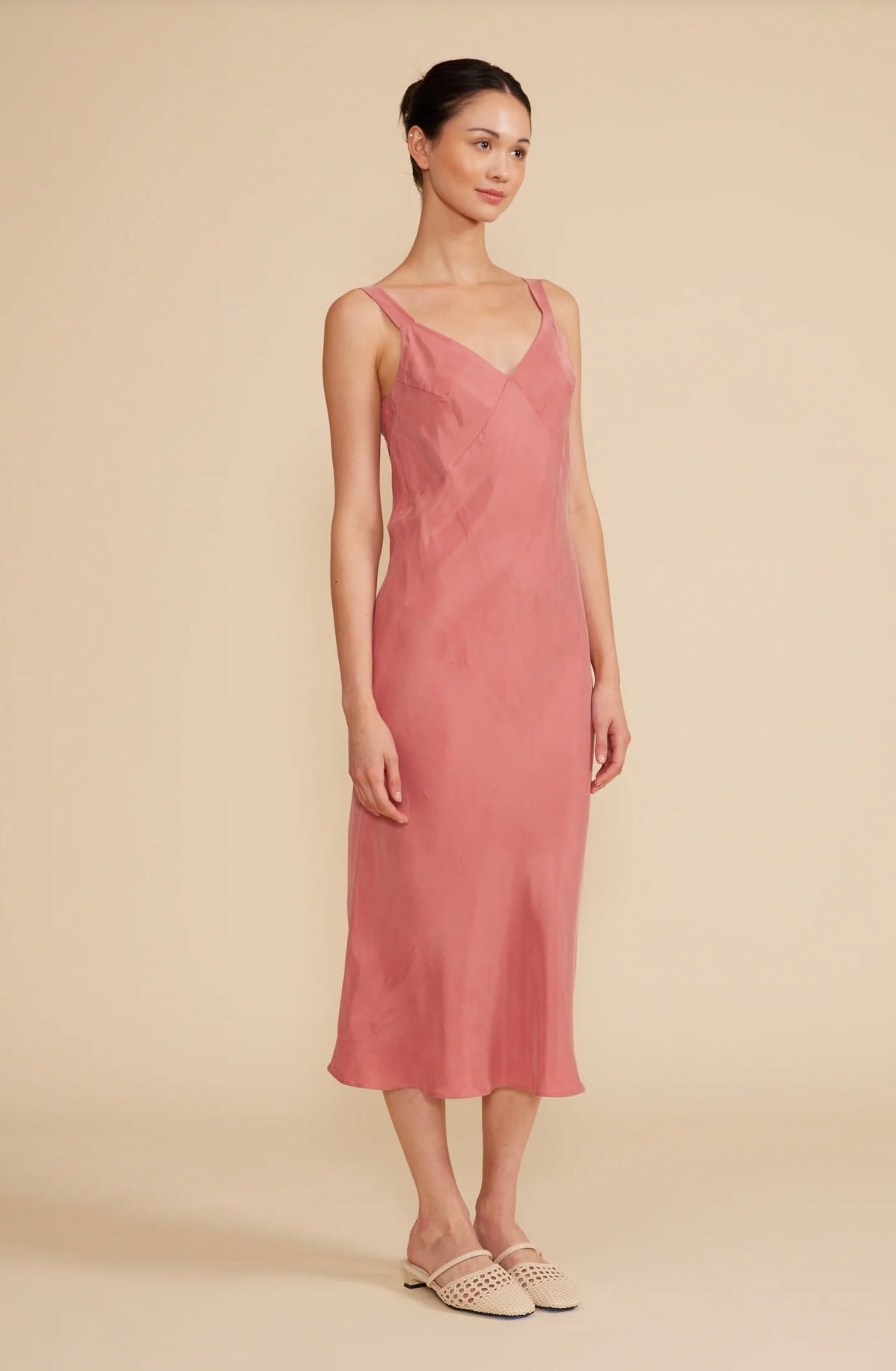 Andee Women's A-Line Bias Cut Midi Dress - Elegant Flowy Party & Cocktail Dress for Weddings, Date Nights & Special Occasions