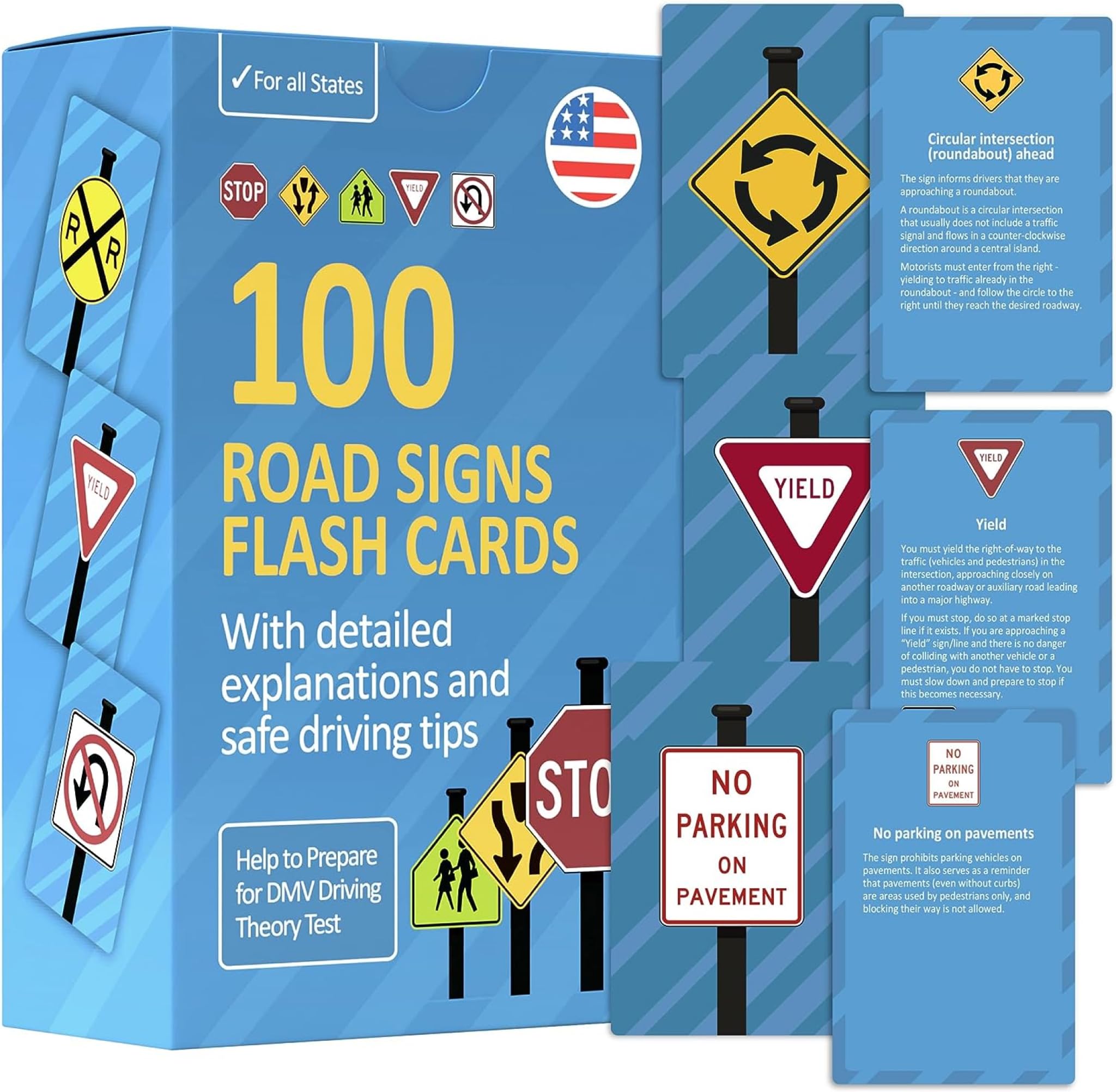 DMV Permit Test Flash Cards - Road Signs Study Cards for Driver's License Exam | Perfect for Teen Drivers & Adult Learners