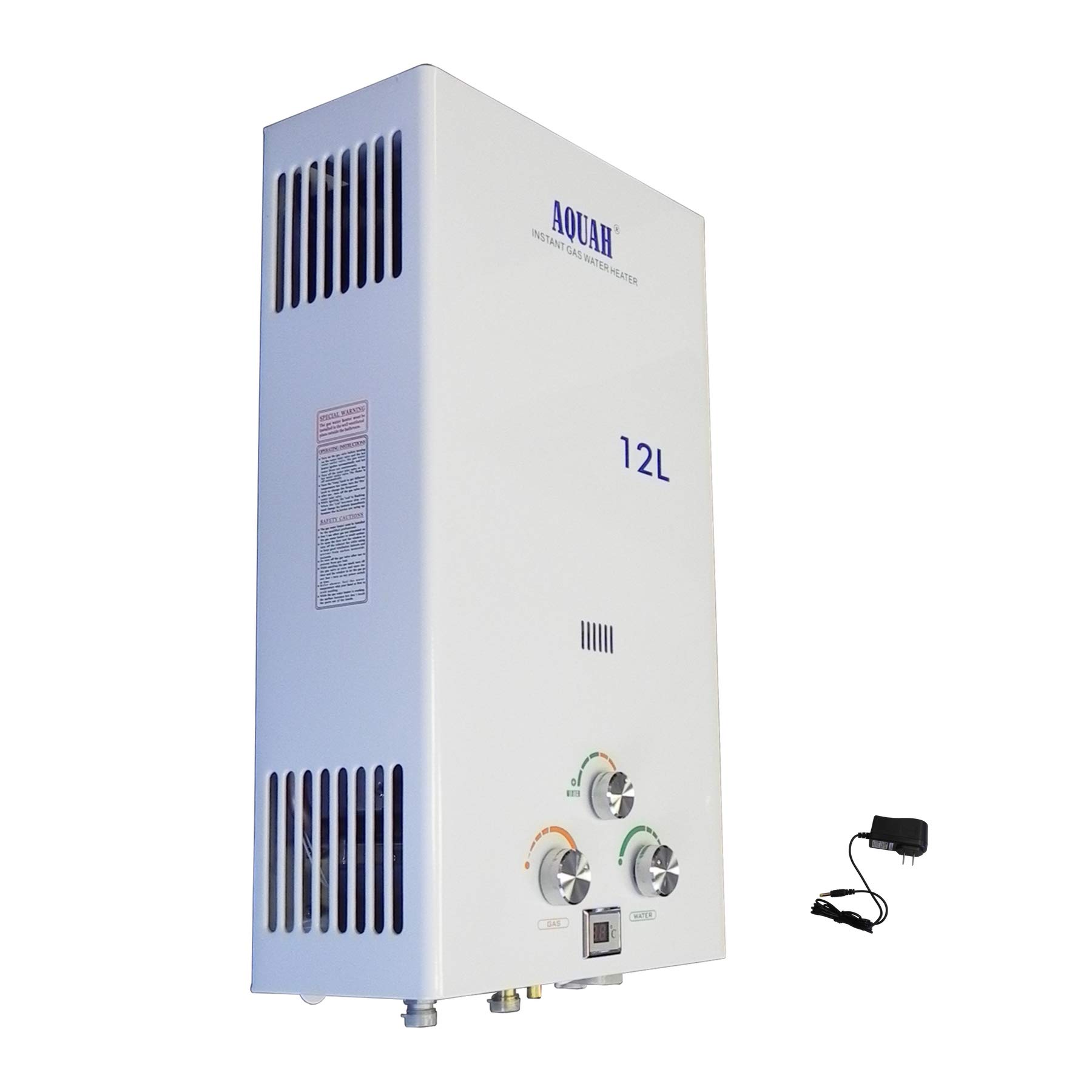 AQUAH 12L 3.2 GPM Indoor Natural Gas Tankless Water Heater - Instant Hot Water for Showers, Kitchen & Bathroom | Energy Efficient & Space Saving