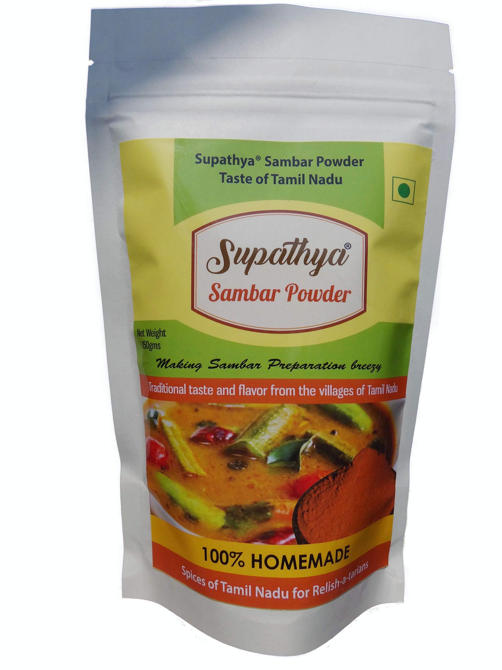 Supathya Sambar Powder Mix | Authentic South Indian Sambar Masala Podi | Homemade Madras Style Sambar Spice Blend - 150g | Perfect for Dal, Rice & Curry Dishes