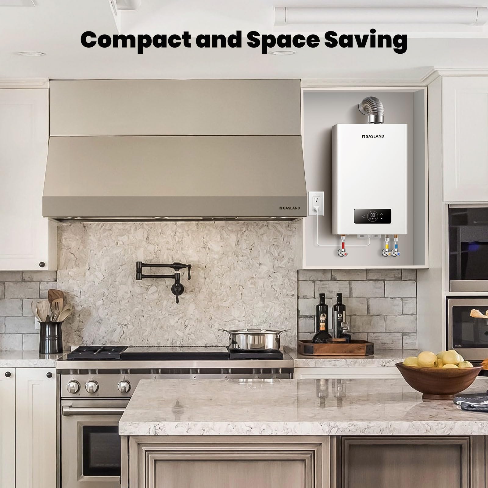 GASLAND 2.64 GPM Indoor Propane Tankless Water Heater - 68,000 BTU On Demand Hot Water System for Homes, 120V Multiple Point Use (CS264LP) - Perfect for Showers, Kitchen & Laundry