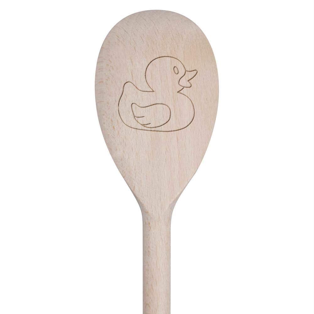 Azeeda 30cm Rubber Duck Wooden Cooking Spoon - Non-Slip Grip Kitchen Utensil for Baking, Stirring & Serving - Perfect for Home Cooks & Professional Chefs (SO00002546)