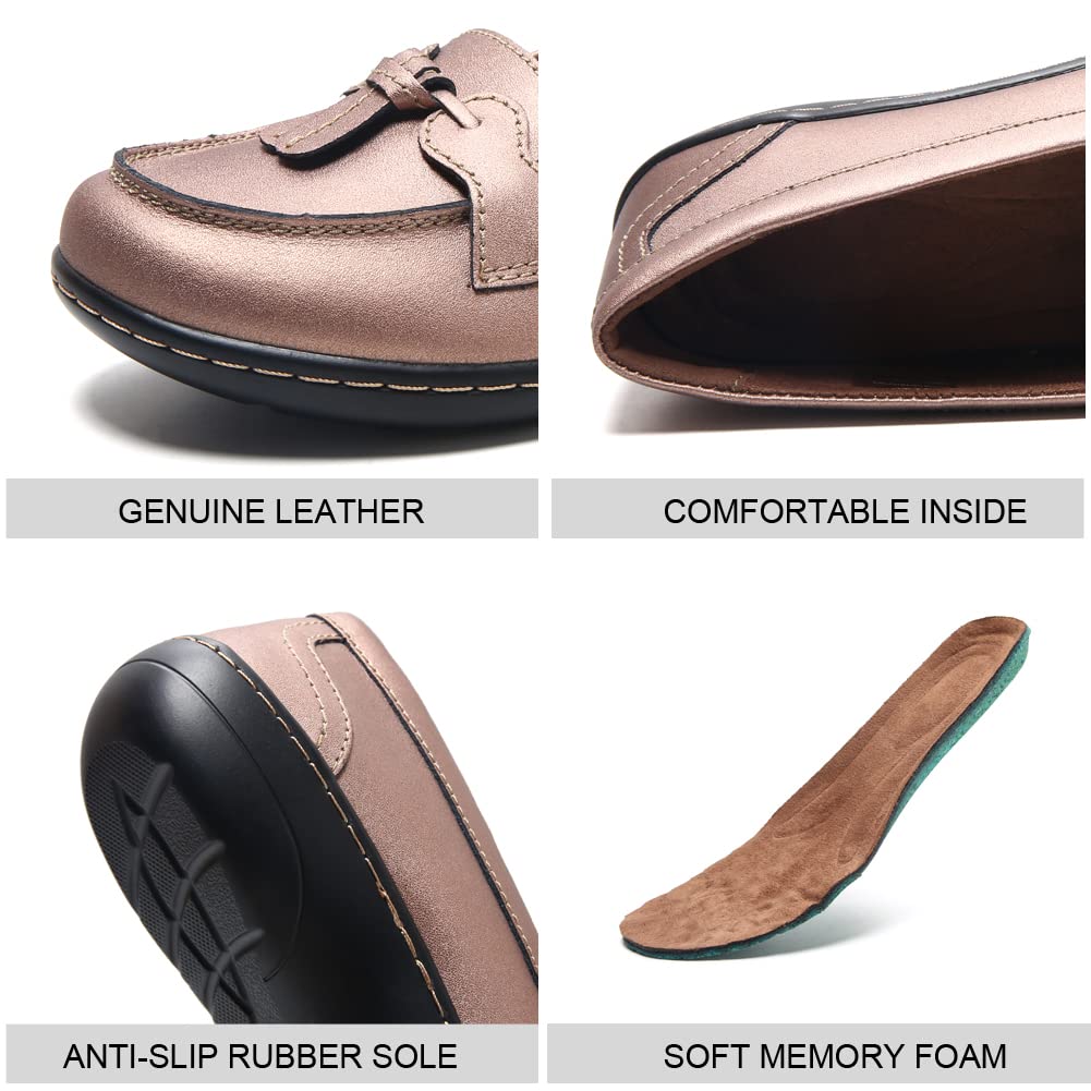 Women's Maichal Slip-On Loafers - Comfortable Leather Tassel Dress Shoes for Work, Office & Casual Wear | Elegant & Stylish Footwear for Everyday Use