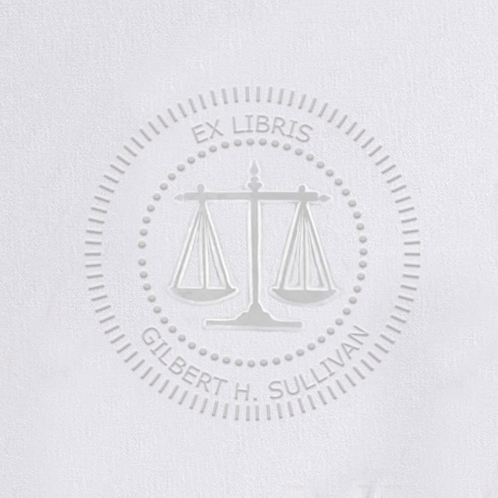 Personalized Book Embosser with Scales of Justice Design - Black Desk Seal for Lawyers, Book Lovers & Collectors - Perfect for Legal Gifts, Home Library & Office Decor