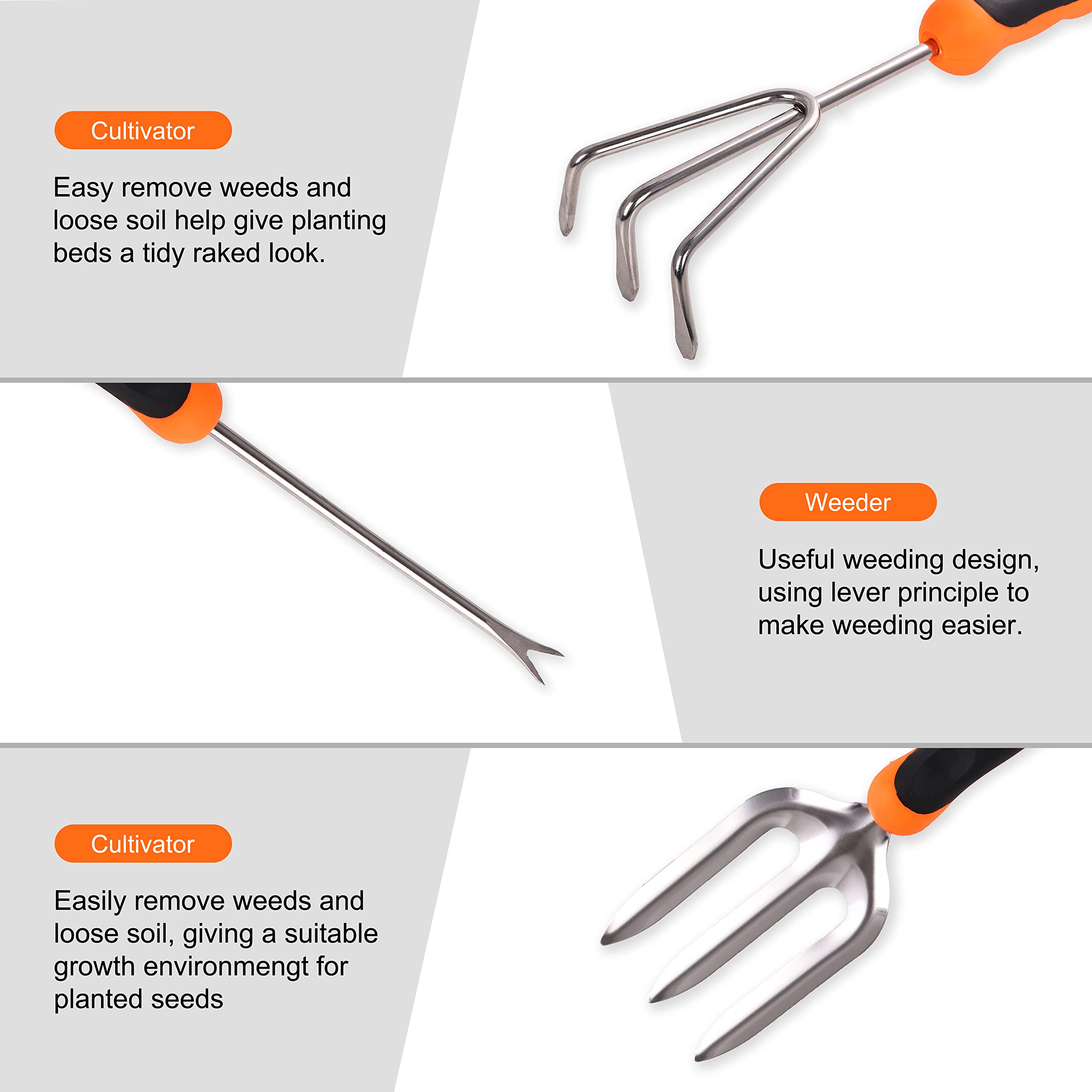 Premium Stainless Steel Heavy Duty Gardening Tool Set with Ergonomic Handles - 7-Piece Durable Kit Includes Storage Bag (Orange) - Perfect for Planting, Weeding & Landscaping - Ideal Gift for Men & Women Gardeners