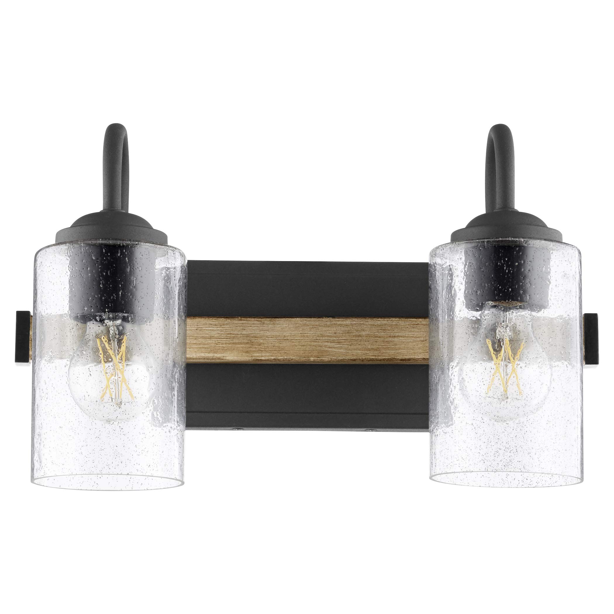 Quorum 5140-2-69 Black Transitional Two Light Vanity Light Fixture - Perfect for Bathroom, Bedroom & Dressing Room Lighting