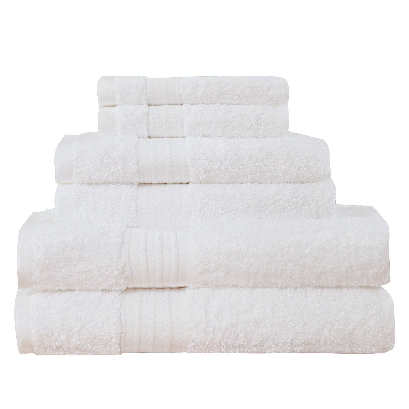 Premium 6-Piece Ultra Soft & Absorbent Cotton Bath Towel Set - White | Spa-Quality Luxury Towels for Bathroom, Pool & Beach Use