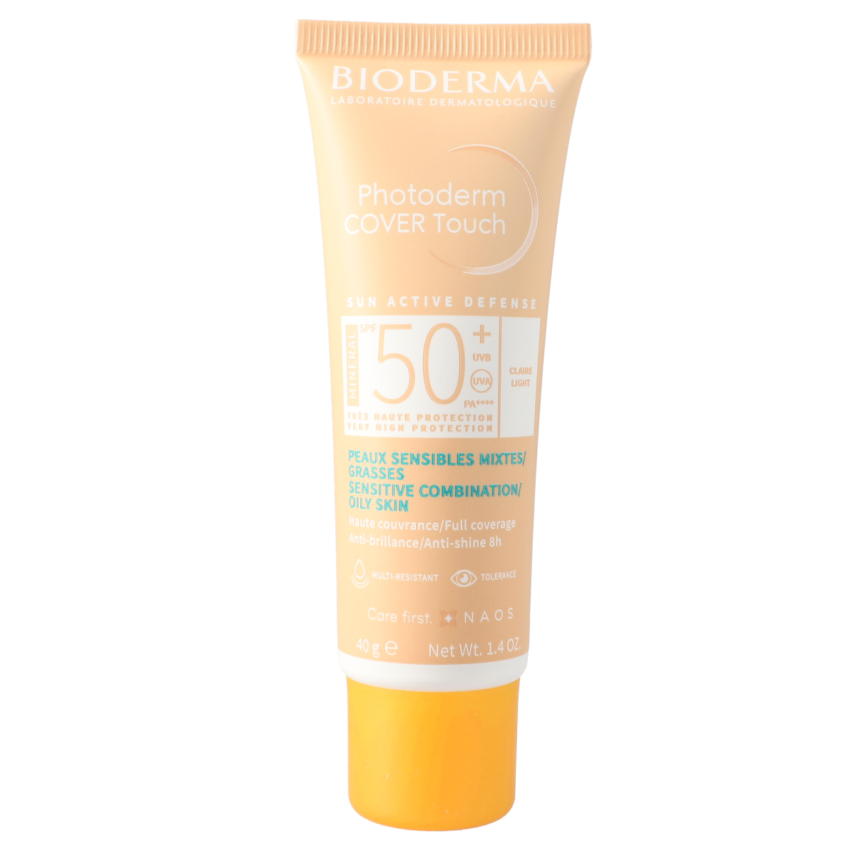 Photoderm COVER Touch SPF 50+ Claire Light Sunscreen - Oil-Free Face Sunscreen for Sensitive Skin - Daily Moisturizer with High UVA/UVB Protection - Perfect for Outdoor Activities & Beach Days