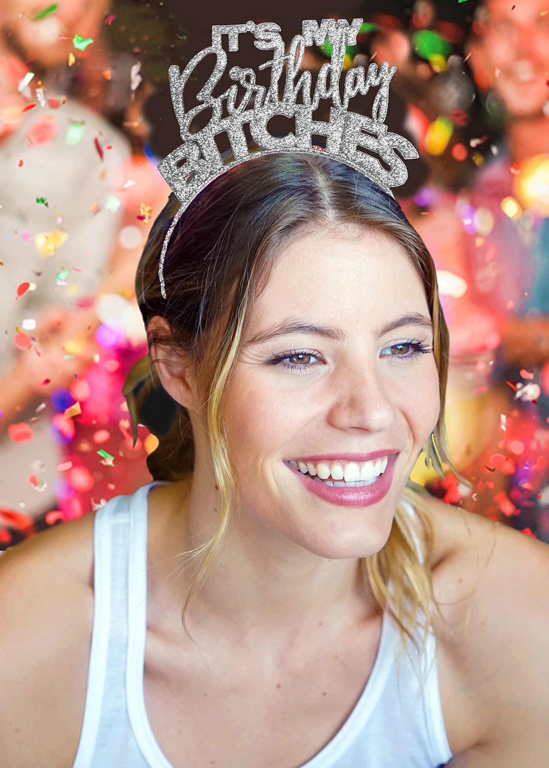 Sparkly Rhinestone Birthday Sash & Headband Set - Elegant Funny Birthday Gifts for Women - Adult Birthday Party Decorations - Perfect for Bachelorette Parties, Girls' Night Out & Milestone Celebrations