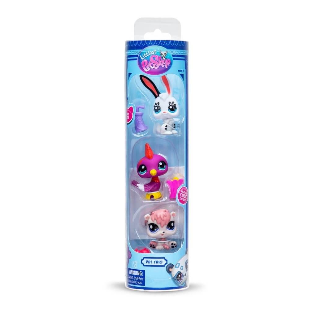 Littlest Pet Shop Trio in Tube - 3 Pack Park Pets Playset for Kids | Fun Collectible Animal Toys for Playtime & Display