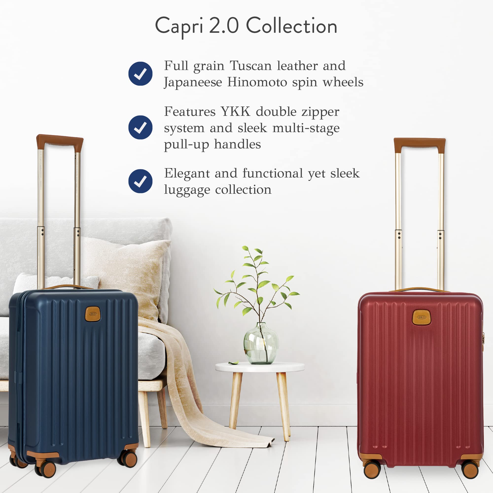Bric's Capri 2.0 21-Inch Spinner Carry On Luggage - Lightweight Polycarbonate Suitcase with 360° Spinner Wheels - Durable Luxury Travel Bag for Business Trips & Weekend Getaways (Bordeaux)
